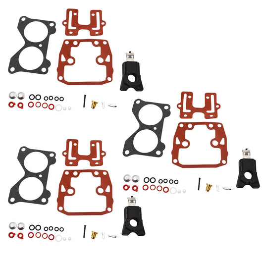 3 x Carburetor Carb Repair Rebuild Kits with Float Fit for Johnson Evinrude V4 85 90 100 115 125 140 HP and V6 150 155 175 185 200 235 HP