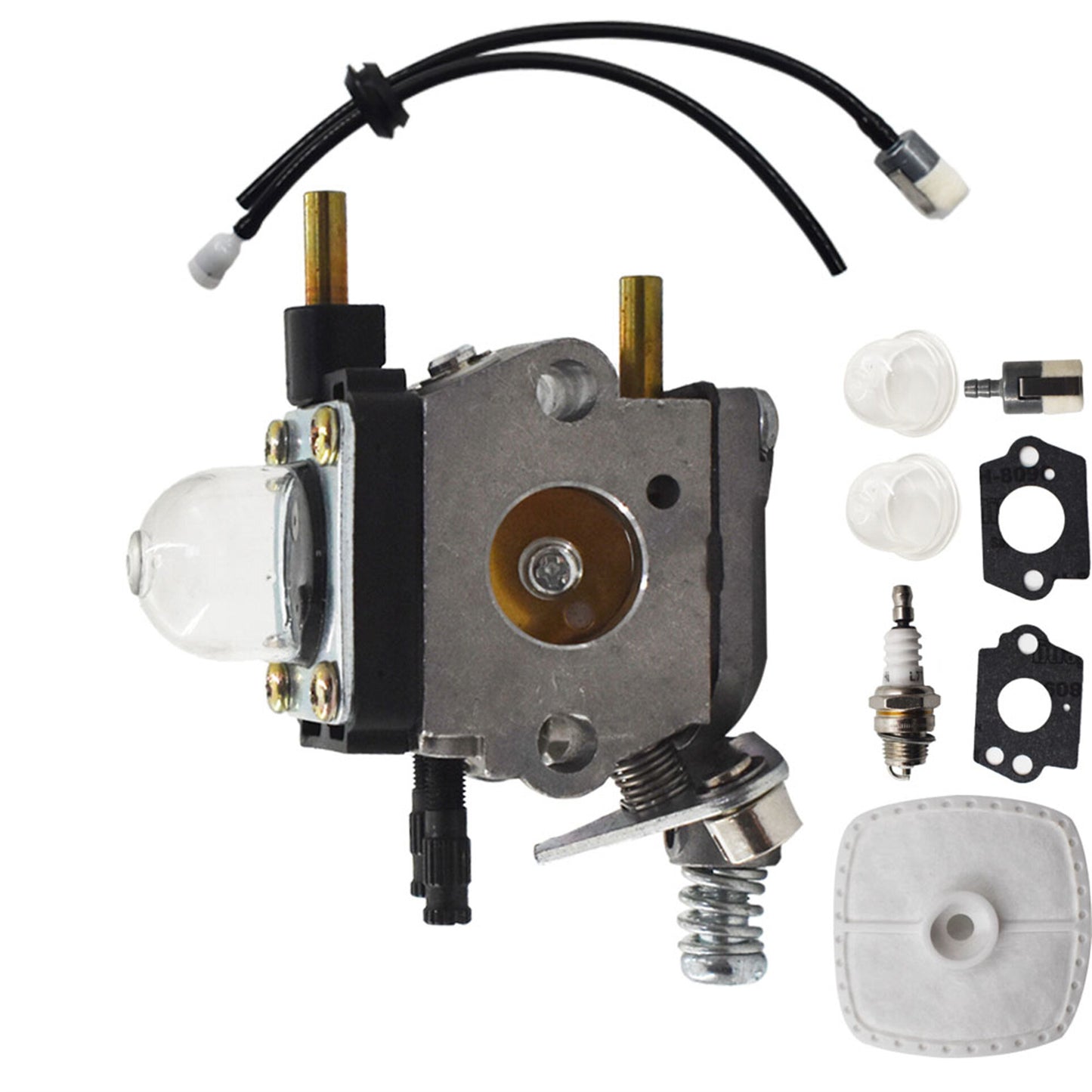 Carburetor Replacement for Mantis Tiller 7222 7225 SV-5C/2 C1U-K82 A021001090 with Fuel Line Kit