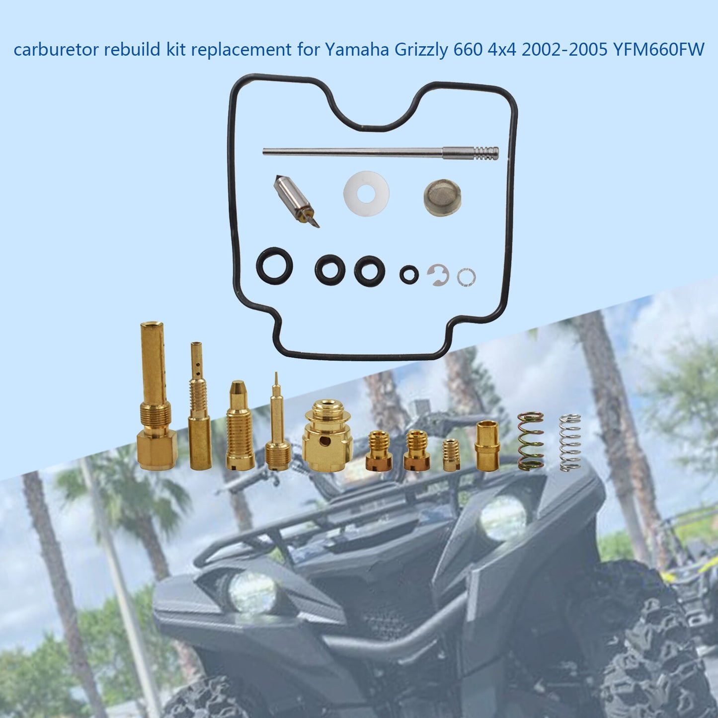 Carburetor Carb Rebuild Repair Kit Fits for Yamaha Grizzly 660 4x4 2002-2005 YFM660FW