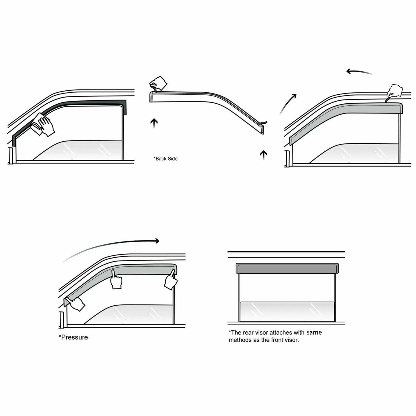 ALL-CARB Window Vent Visors Shade Sun Rain Wind Guards Deflectors Cover Acrylic Replacement for Hyundai Accent Hatchback 2012-2017 Outside 4 Pieces Black
