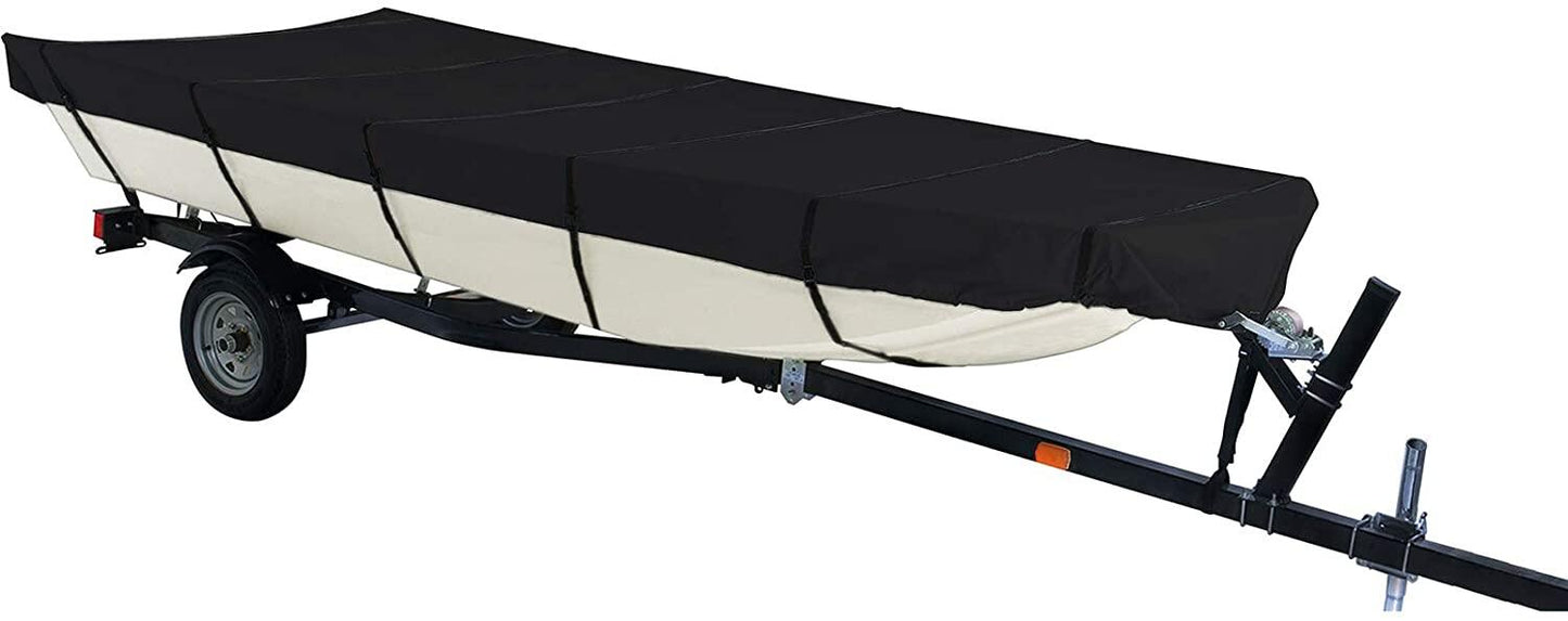 ALL-CARB Waterproof Heavy Duty Trailerable Jon Boat Cover Replacement for Jon Boat 12ft-18ft Long and Beam Width up to 75inch