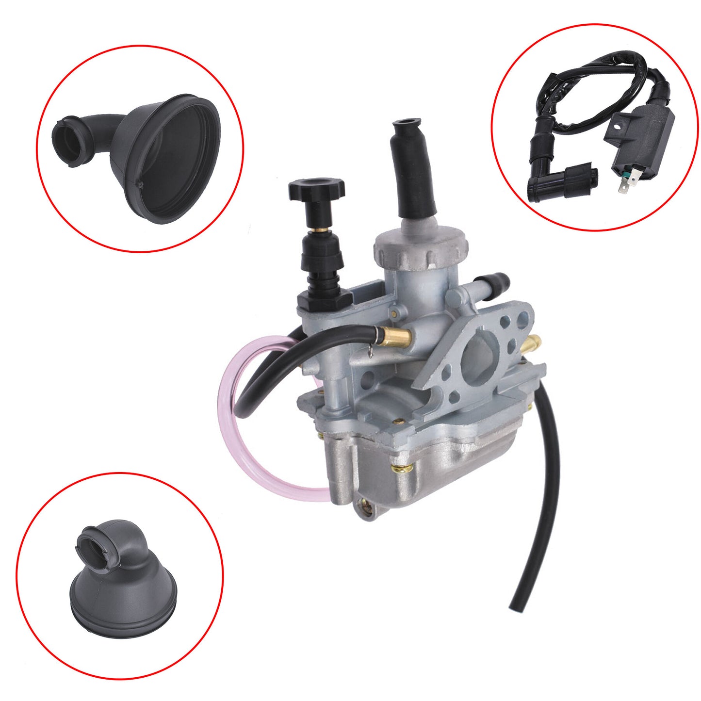 ALL-CARB Carburetor Replacement for Suzuki Quadsport80 LT-80 1987-2006 with Intake Boot Rubber Cleaner & Ignition Coil