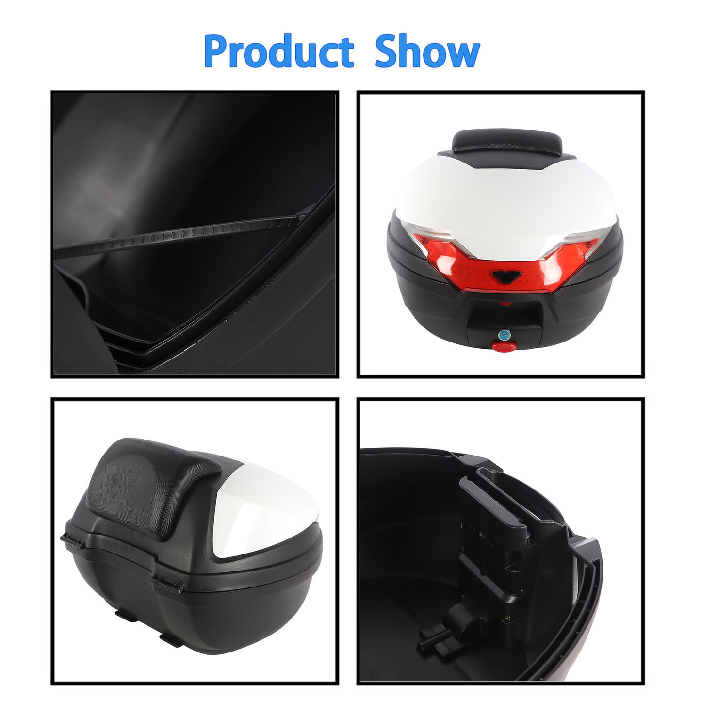 ALL-CARB Motorcycle Tour Tail Box Scooter Trunk Luggage Top Lock Storage Carrier Case with Soft Backrest and Quick Release System 32L Capacity
