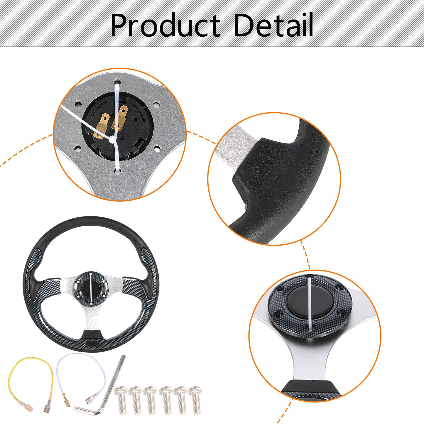 ALL-CARB 13 inchs Carbon Fiber Steering Wheel Replacement for Yamaha EZGO Club Car