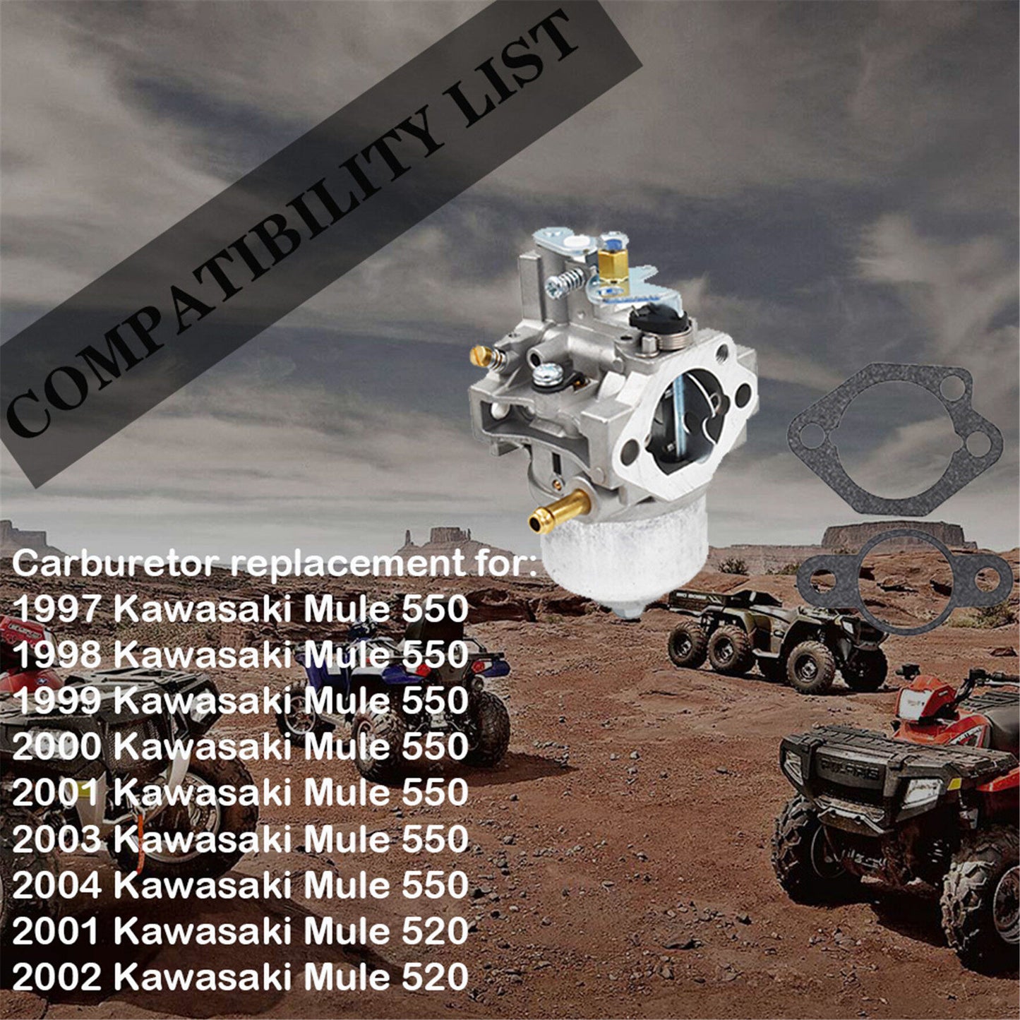 Carburetor Carb Assembly Fit For Kawasaki 2001-2002 MULE 520 / 1997-2001 2003-2004 MULE 550 15003-2589