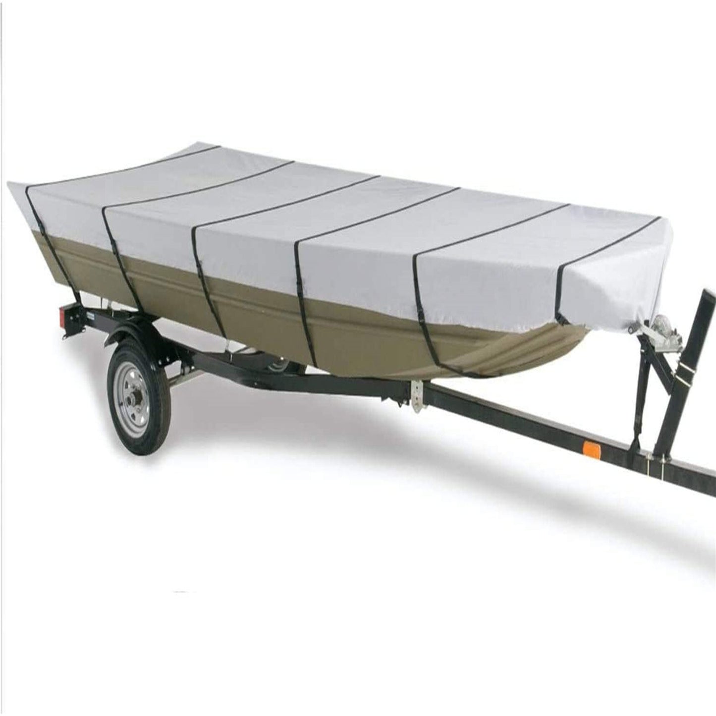 ALL-CARB Waterproof Heavy Duty Trailerable Jon Boat Cover Replacement for Jon Boat 12ft-18ft Long and Beam Width up to 75inch