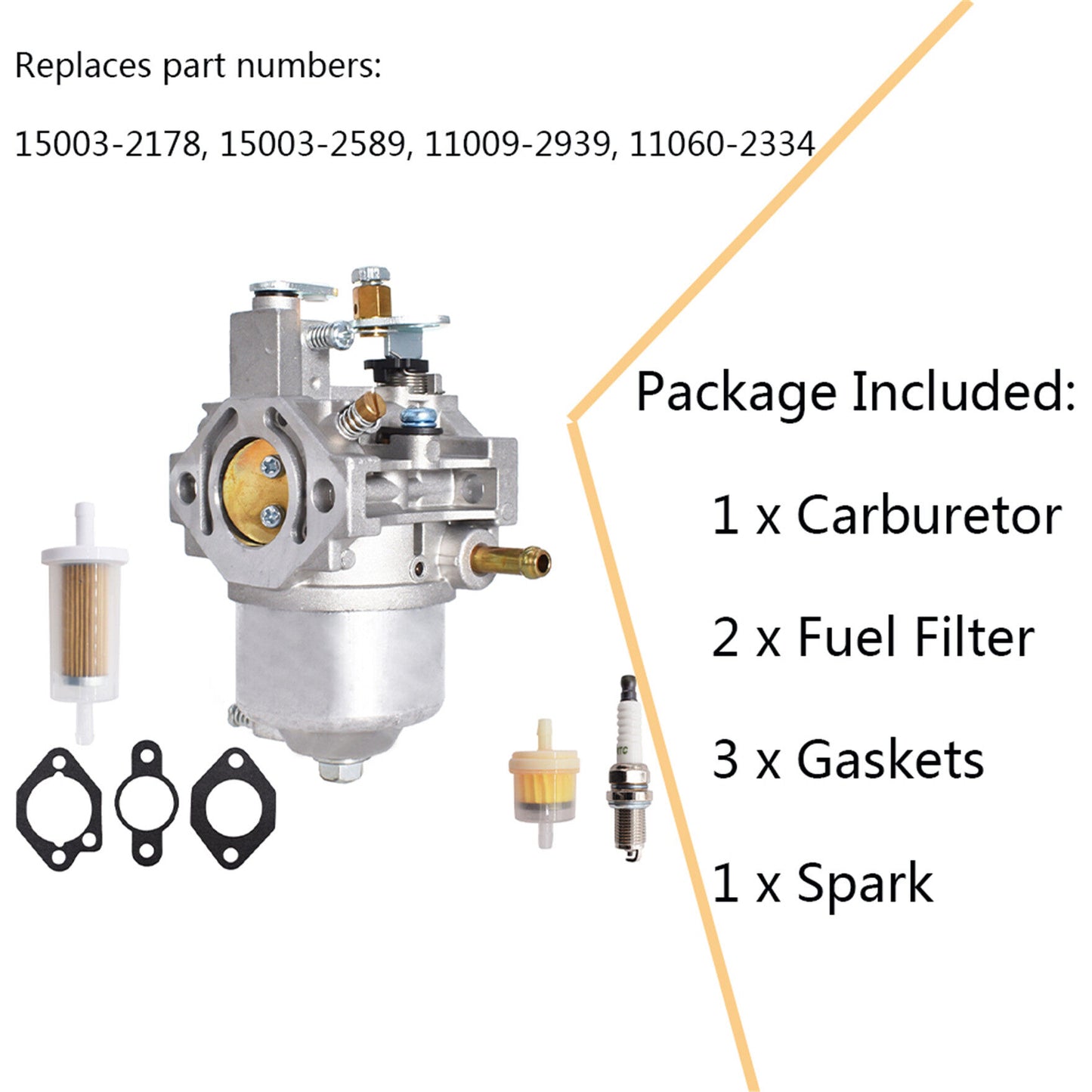 Carburetor Accessories Carb Replacement for Kawasaki Mule 500 520 550 KAF300A KAF300B KAF300C KAF300D KAF300 15003-2178, 15003-2589, 11009-2939, 11060-2334