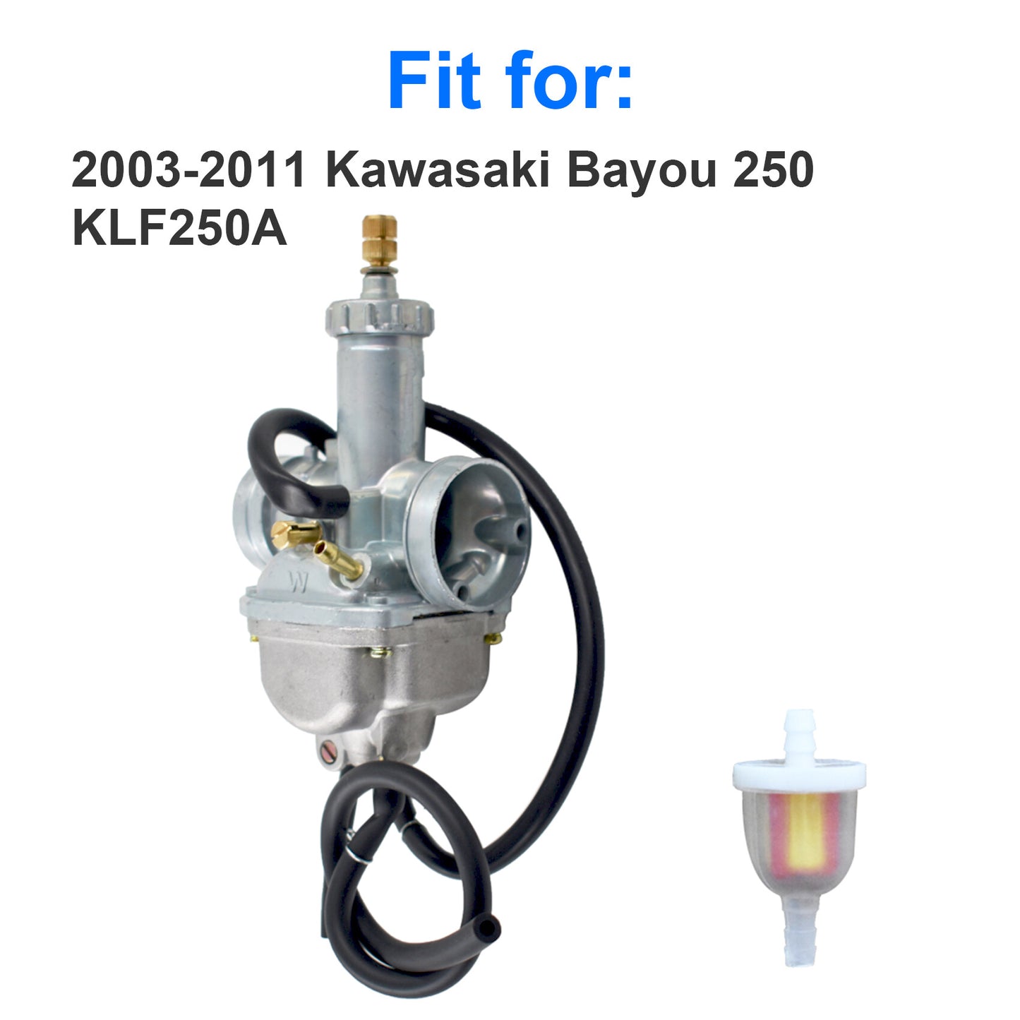 Carburetor Carb with Inline Fuel Filter Fit for 2003-2011 Kawasaki Bayou 250 KLF250A