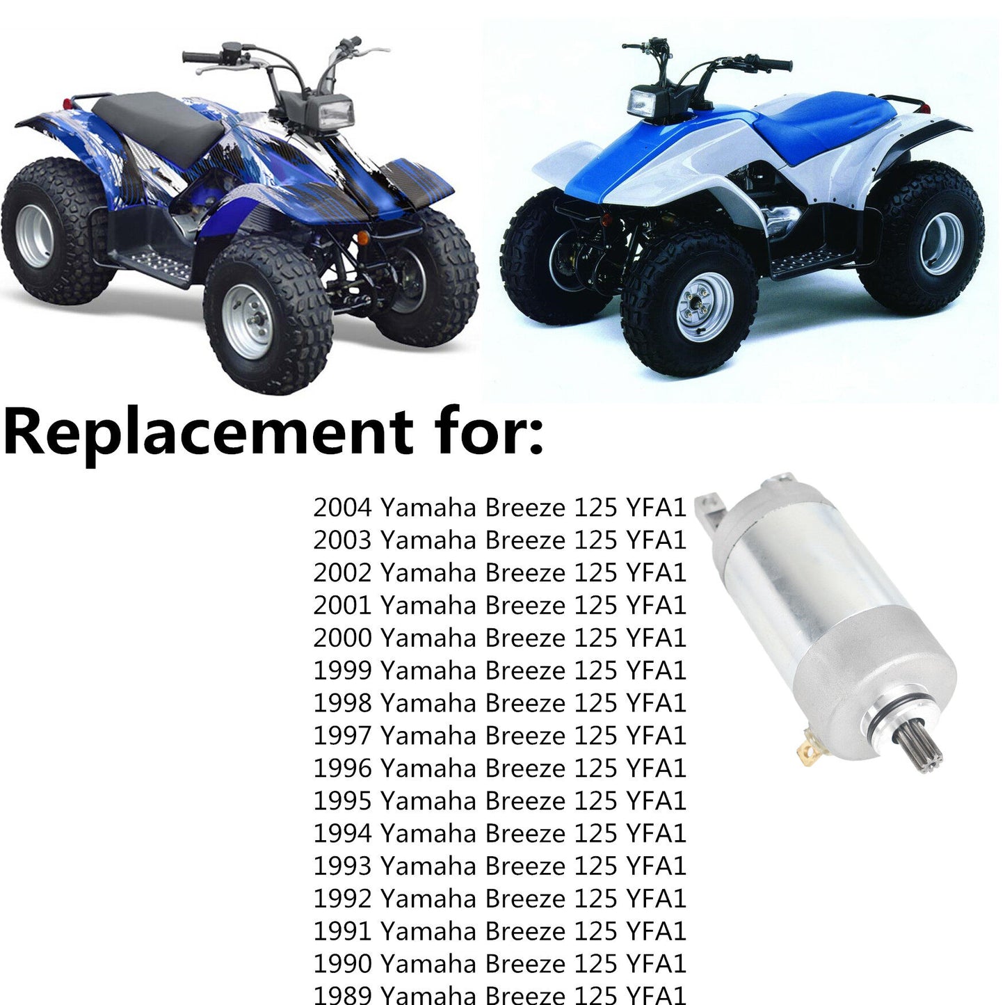 ALL-CARB Starter Replacement for Yamaha 125 Breeze YFA1 124Cc 1989-2004 3FA-81800-01-00