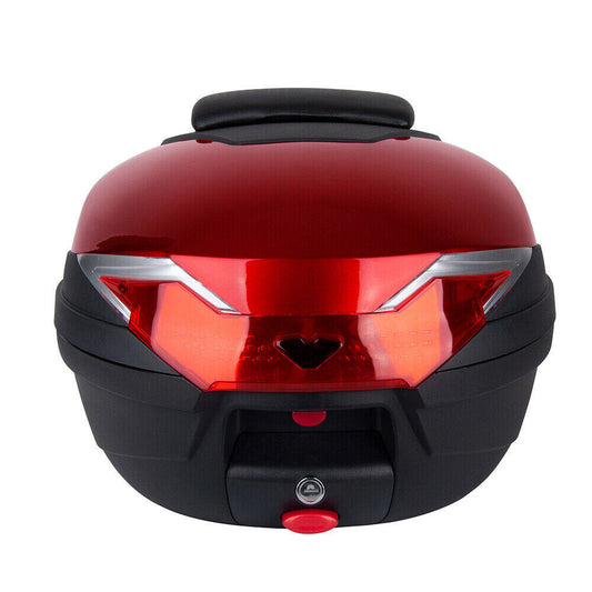ALL-CARB Red Motorcycle Rear Top Box Tail Trunk Luggage Storage Case Tour Tail Scooter Trunk Luggage Storage Carrier Case 32L Extremely Spacious Heavy-Duty Locking with 2 Keys