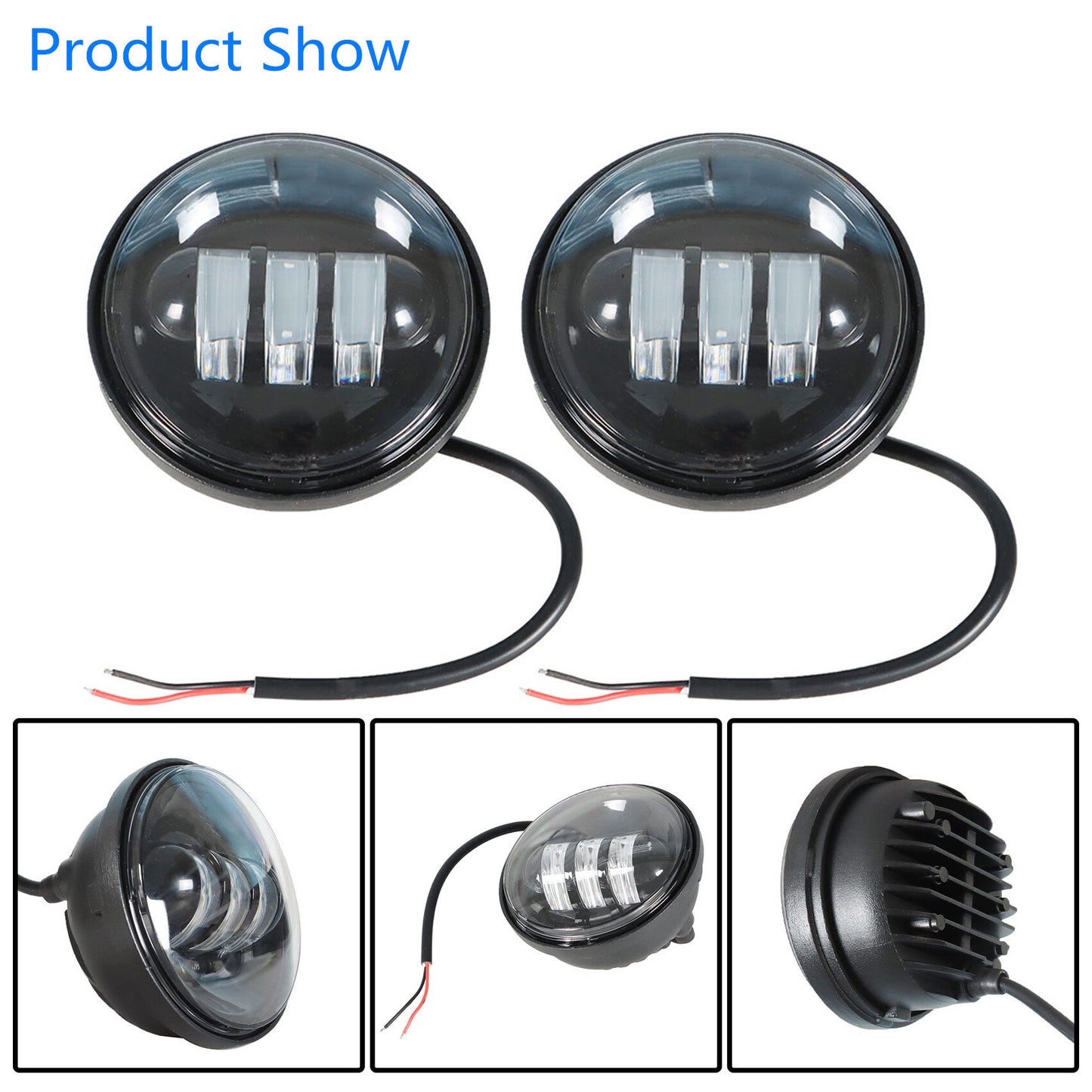 ALL-CARB 4.5 Black LED Spot Fog Passing Light Replacement for Motorcycle 1 Pair