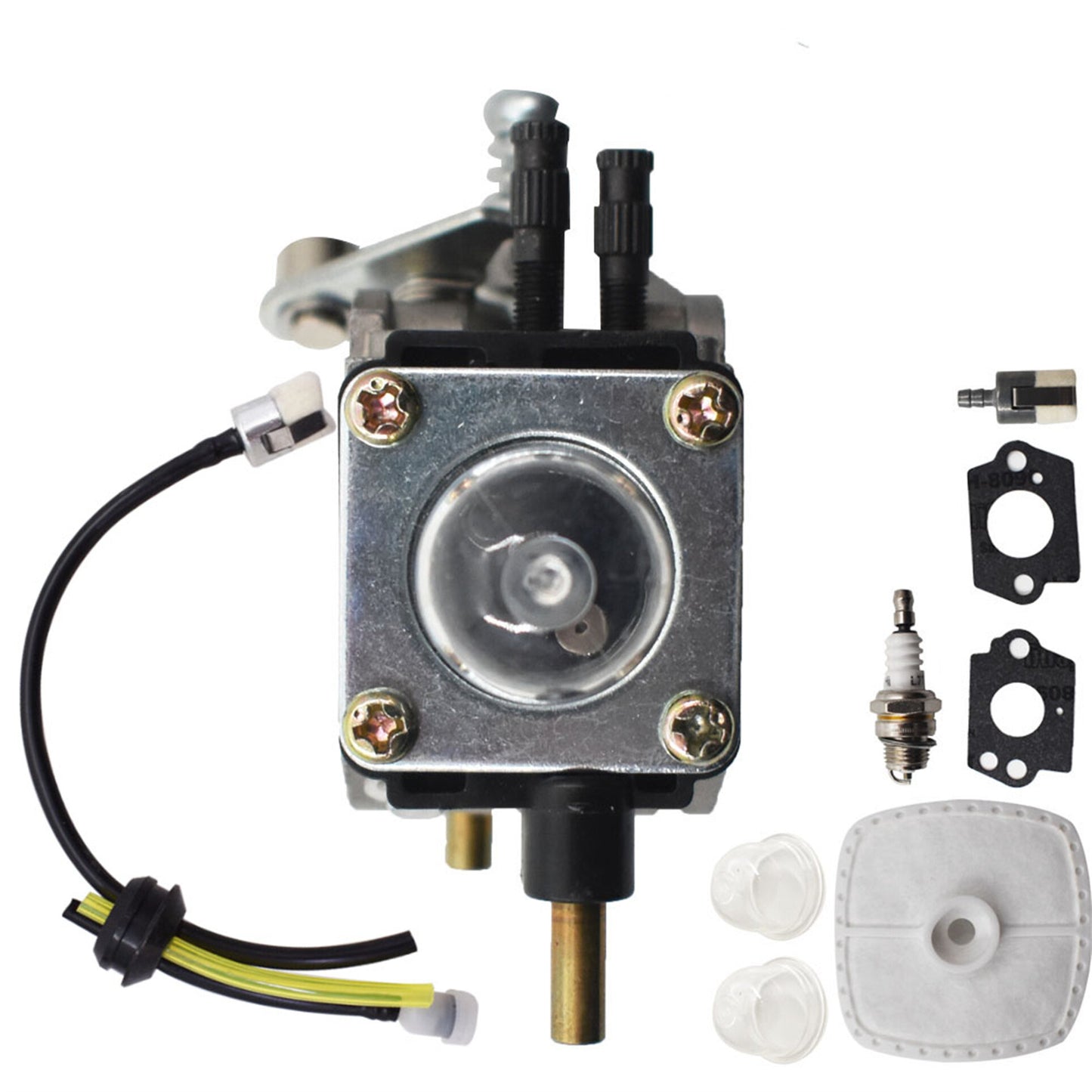 Carburetor Replacement for Mantis Tiller 7222 7225 SV-5C/2 C1U-K82 A021001090 with Fuel Line Kit