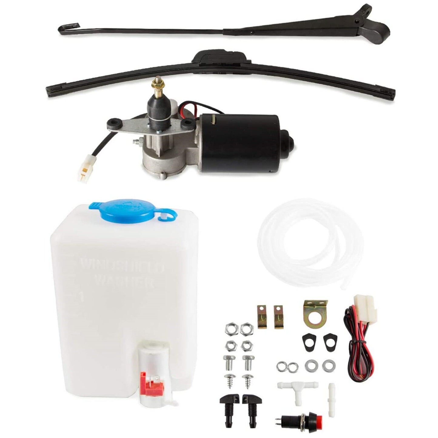 ALL-CARB Electric Motor Universal Windshield Wiper Kit with Windshield Washer Pump Kit Compatible with Golf Cart Replacement for Polaris Ranger RZR 900 1000 Can Am X3