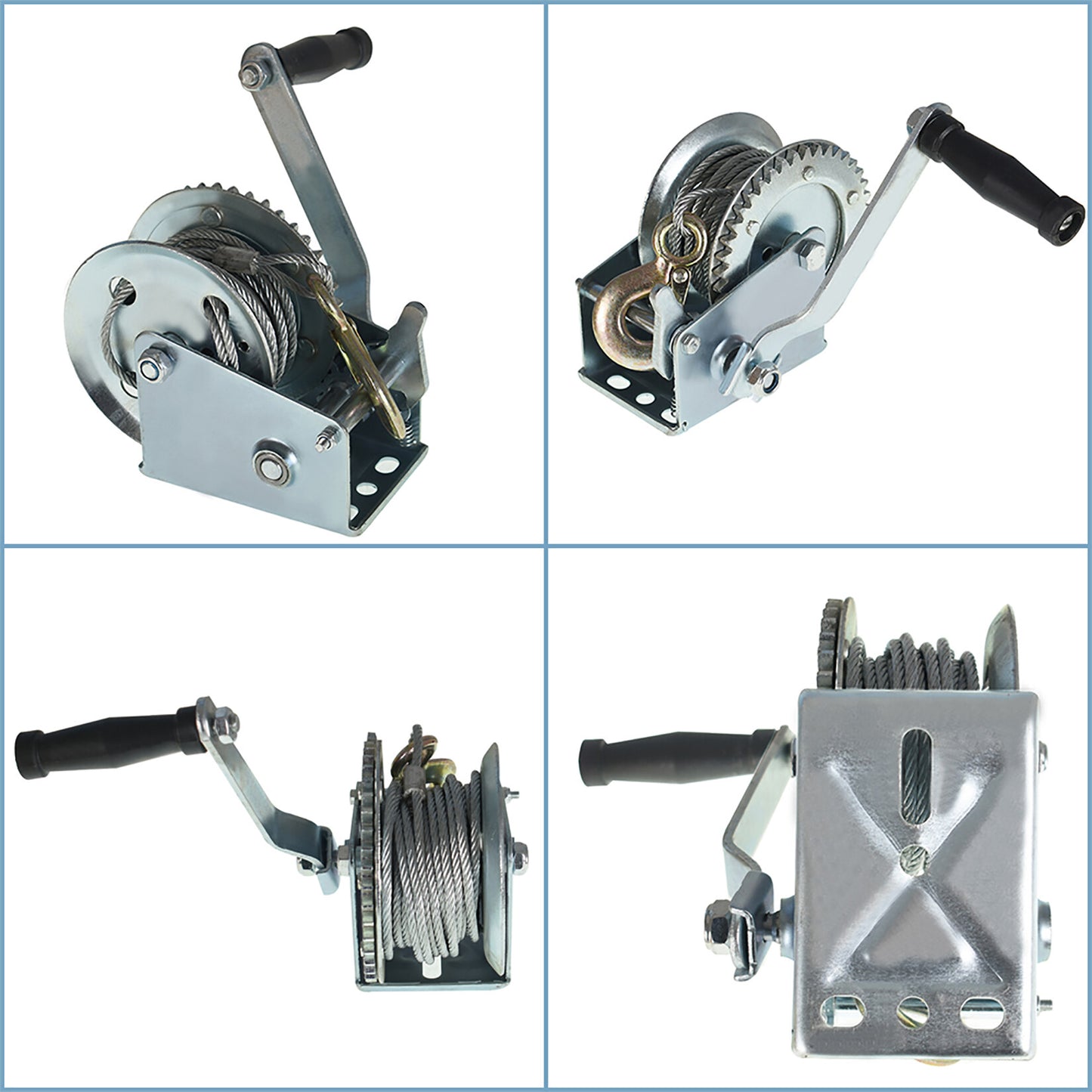 ALL-CARB 1500lbs Hand Winch Boat Trailer Winch with 10m 32ft Steel Cable, Crank Cable Gear Winch with Hook, Heavy Duty Hand Winch with 4.1:1 Ratio for Boat, Trailer or ATV