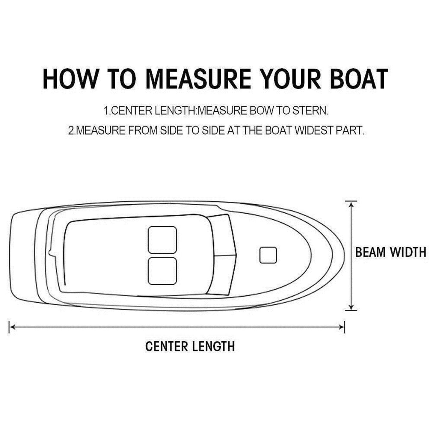 17-19FT Heavy Duty 210D Boat Cover Trailerable Boat Cover Replacement for V-Hull Tri-Hull Runabout Boat Cover Black 95" Width