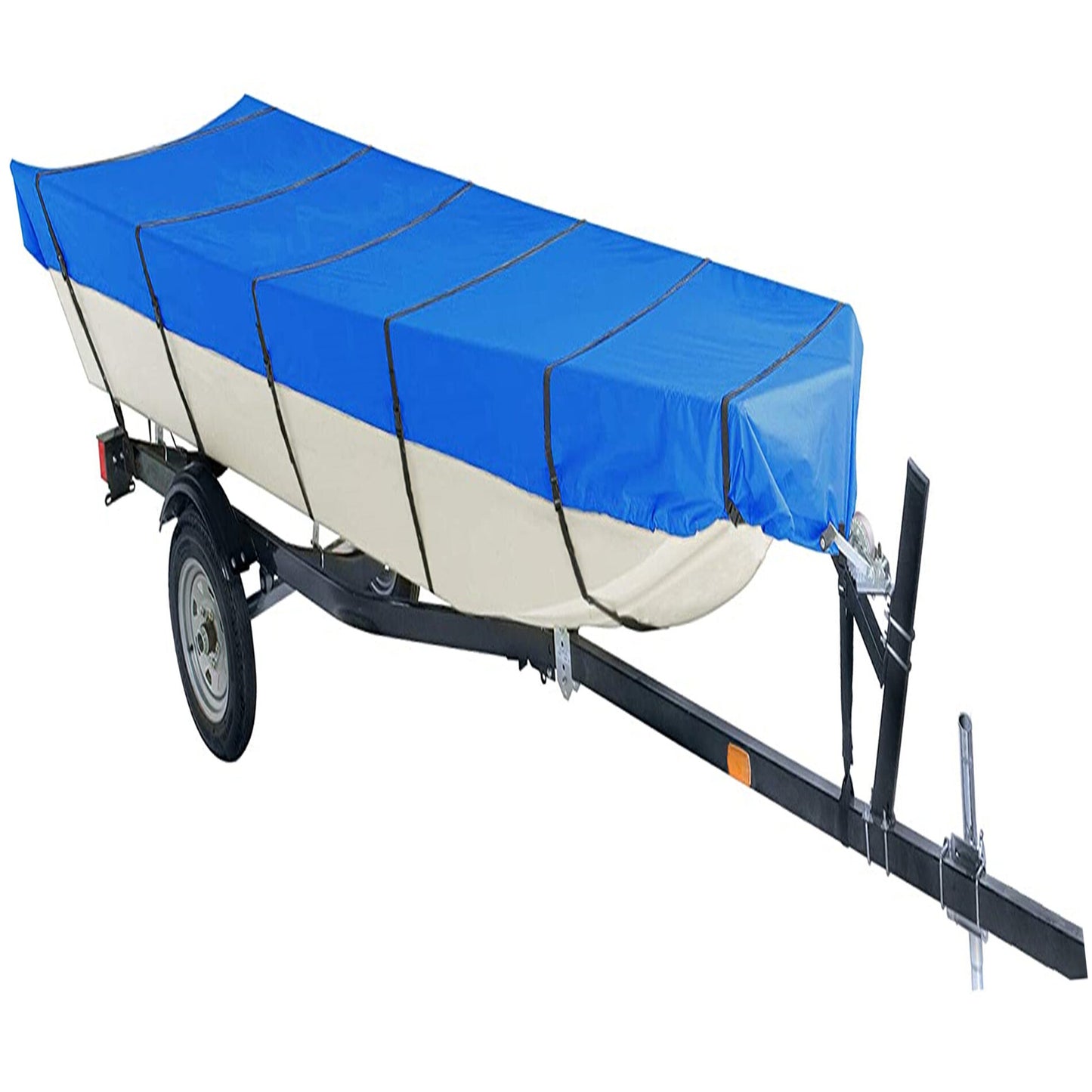 ALL-CARB Waterproof Heavy Duty Trailerable Jon Boat Cover Replacement for Jon Boat 12ft-18ft Long and Beam Width up to 75inch
