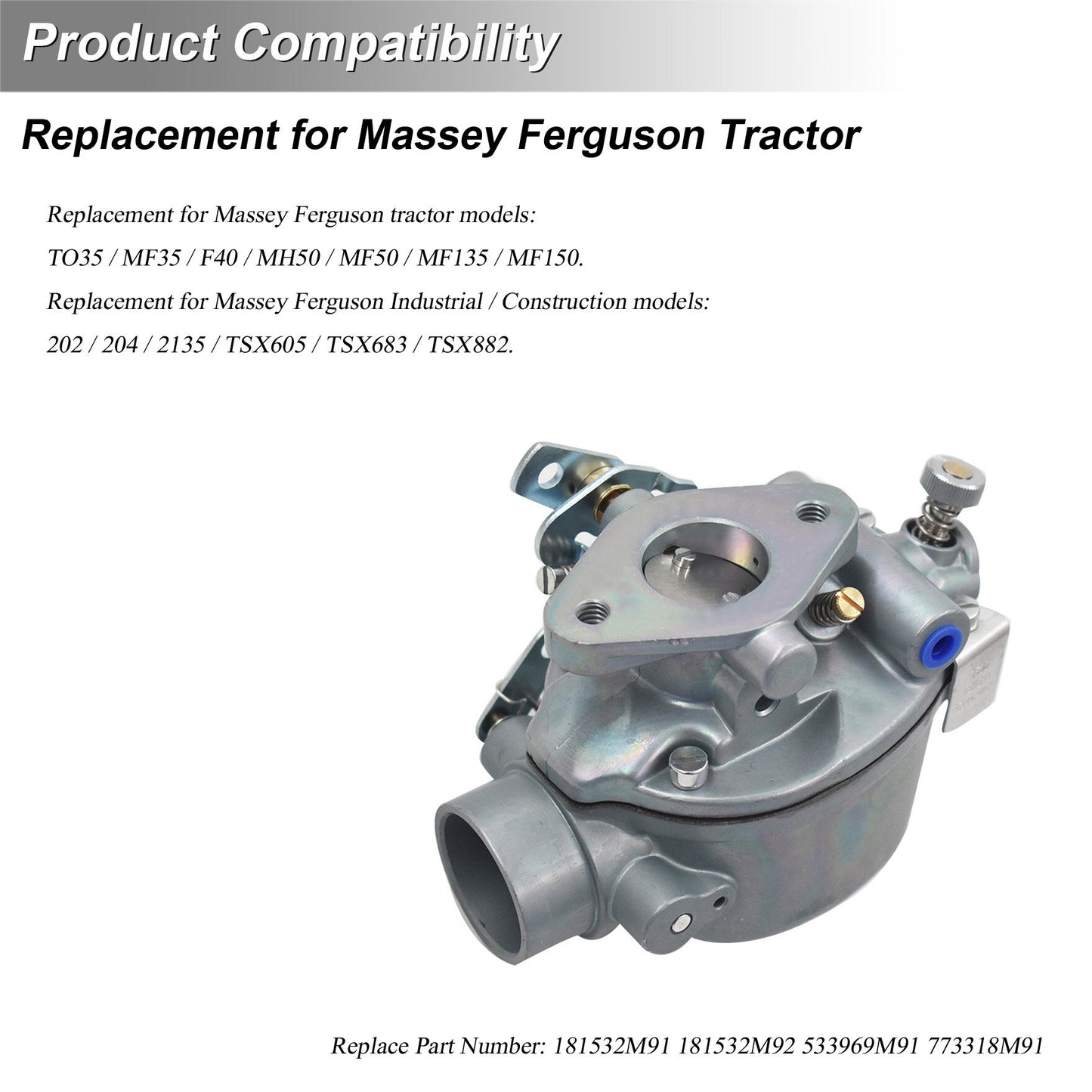 533969M91 Carburetor Replacement for Massey Ferguson TO35 35 50 F40 50 150 204 2135 TX605