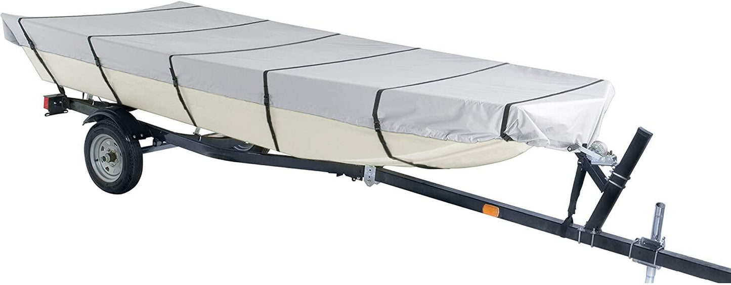 ALL-CARB Waterproof Heavy Duty Trailerable Jon Boat Cover Replacement for Jon Boat 12ft-18ft Long and Beam Width up to 75inch