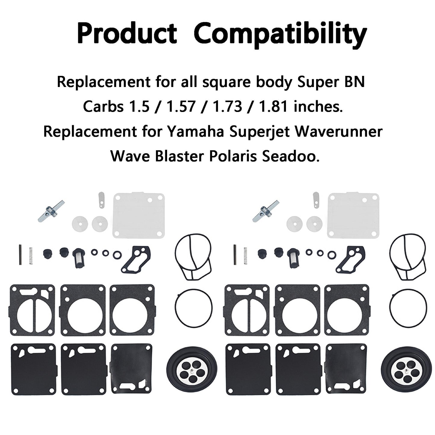 2pcs Carburetor Rebuild Kits Replacement for Yamaha Polaris Seadoo 650 717 720 787 800 SP GS GTX HX XP SP Carb