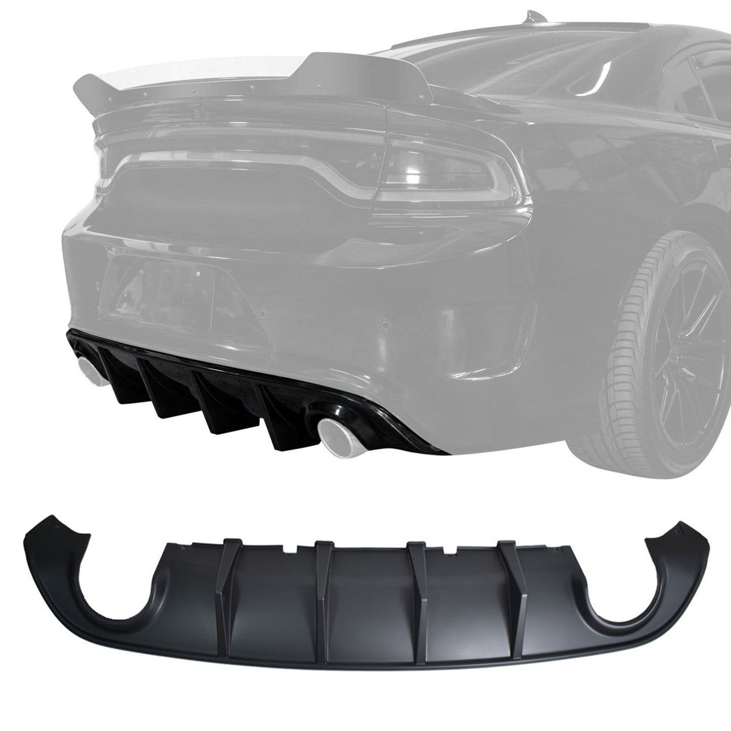 ALL-CARB Matte Black Rear Bumper Lip Spoiler Diffuser Splitter Valance Replacement for Charger 2015-2020