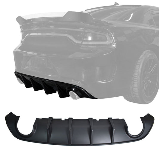 ALL-CARB Matte Black Rear Bumper Lip Spoiler Diffuser Splitter Valance Replacement for Charger 2015-2020