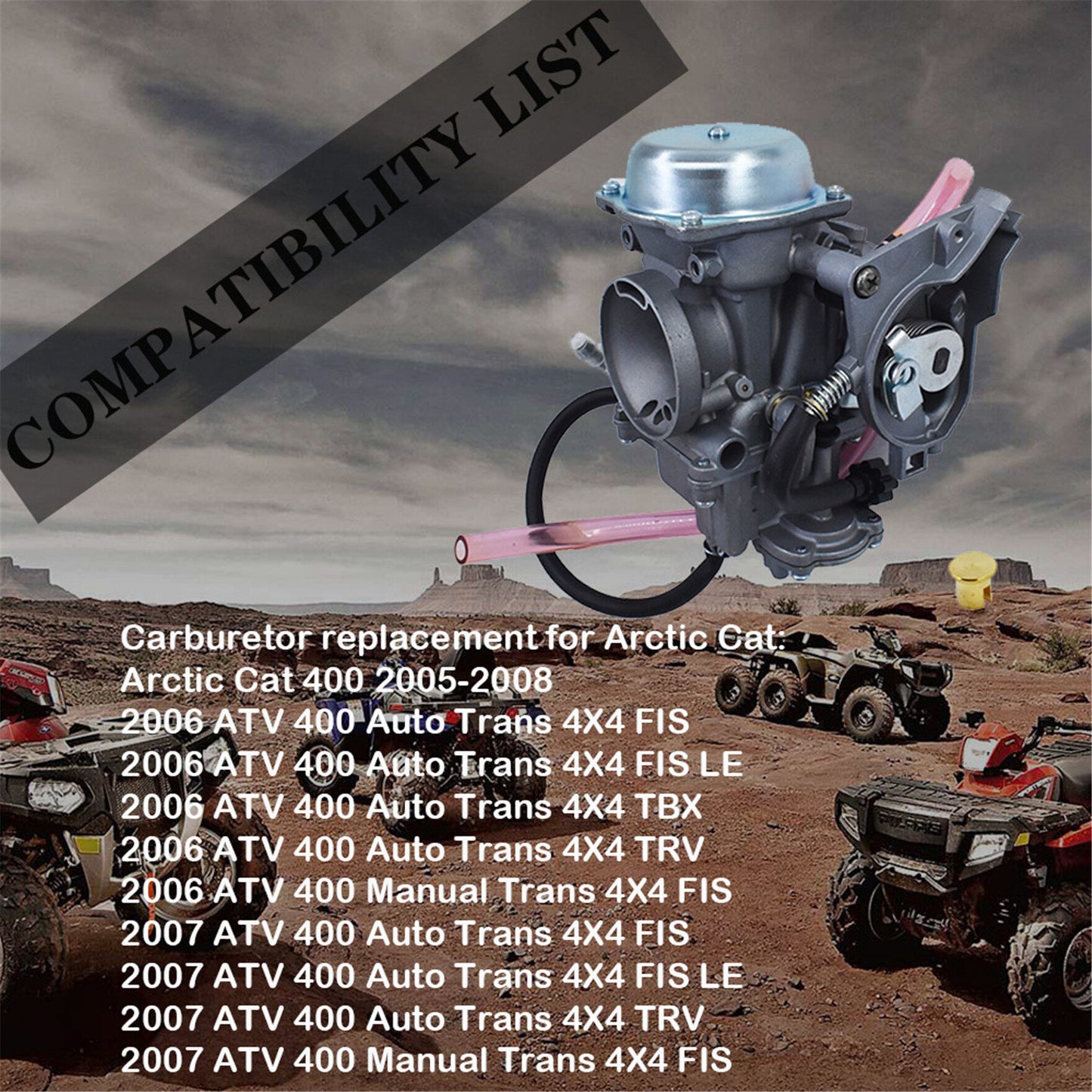 Carburetor Carb 0470-458 0470-504 Replacement for Arctic Cat Carb Cvk 36 2003 / Arctic Cat 400 Automatic & Manual Carb 2004