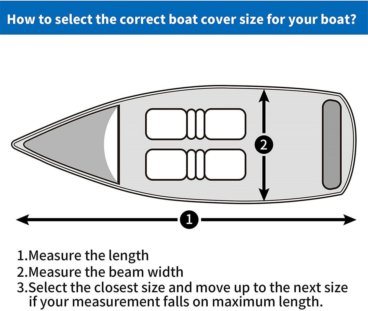 ALL-CARB Waterproof Heavy Duty Trailerable Jon Boat Cover Replacement for Jon Boat 12ft-18ft Long and Beam Width up to 75inch