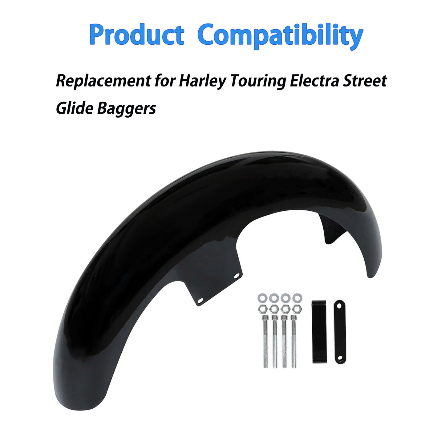 ALL-CARB Glossy Black 21 Inch Wrap Front Fender Replacement for Touring Glide Baggers