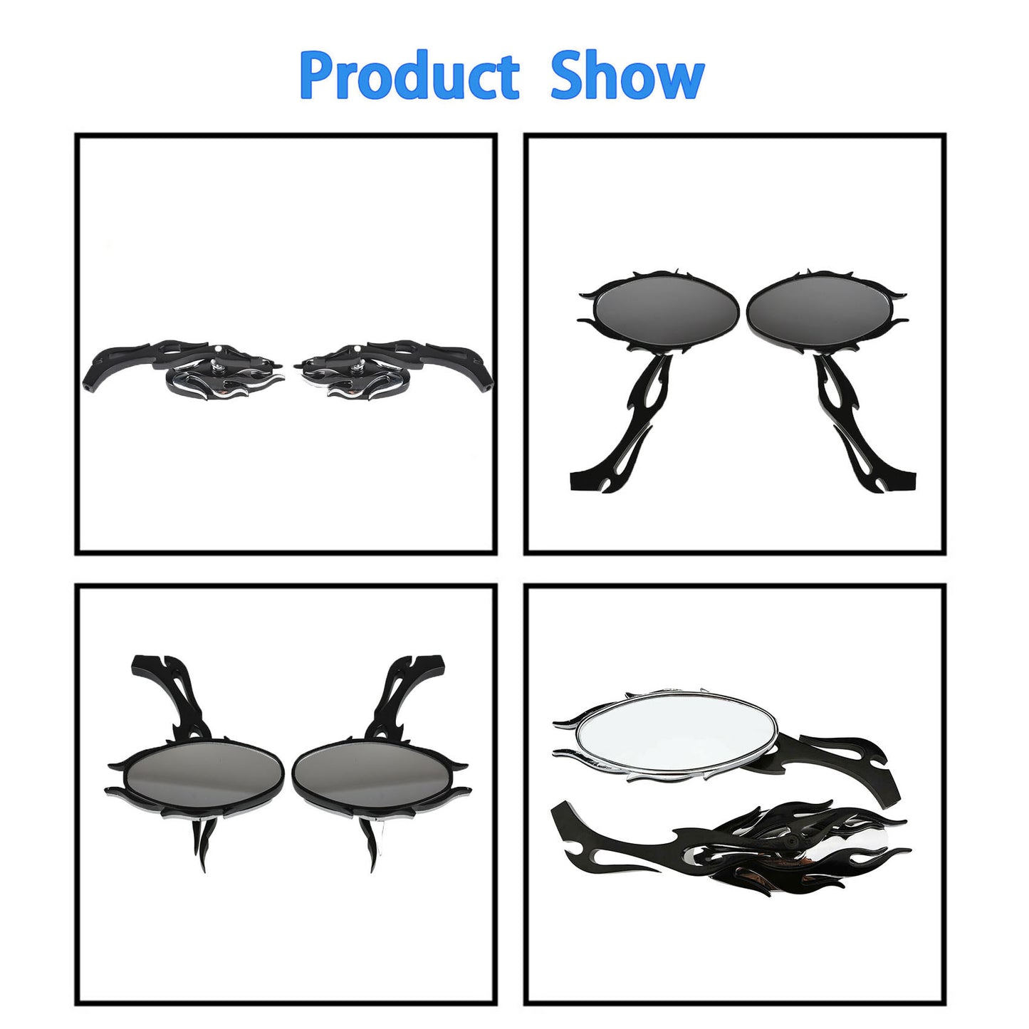 ALL-CARB Flame Rearview Mirrors Replacement for Heritage Softail Classic Black