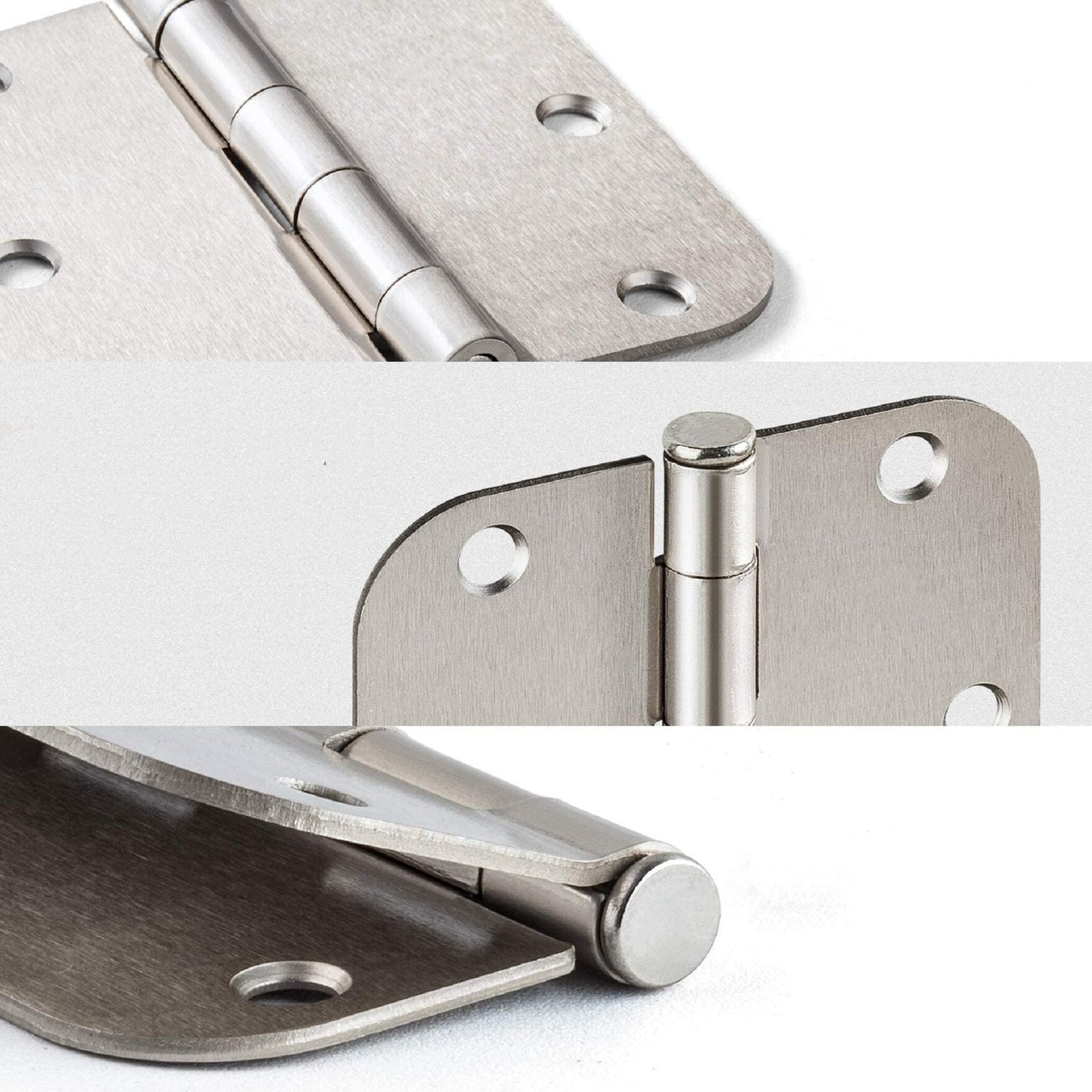 50Pcs 3.5 Inch x 3.5 Inch Door Hinges Satin Nickel 5/8 inch Radius Corner Hardware Controls Door Butt Door Hardware