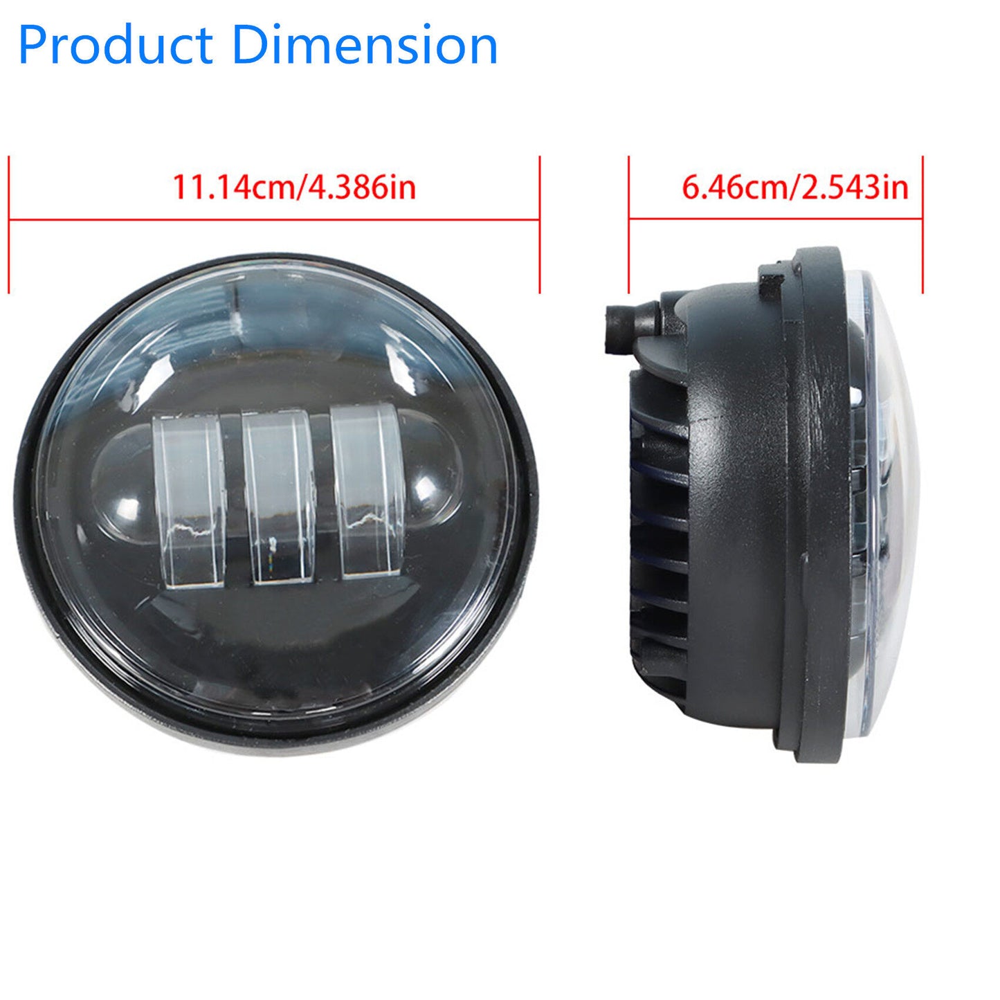 ALL-CARB 4.5 Black LED Spot Fog Passing Light Replacement for Motorcycle 1 Pair