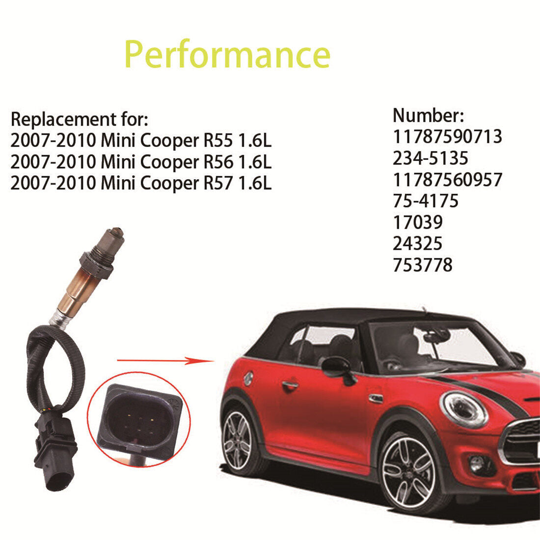 ALL-CARB Air Fuel Ratio Sensor Replacement for 2007-2010 Mini Cooper R55 R56 R57 1.6L 11787590713 11787560957
