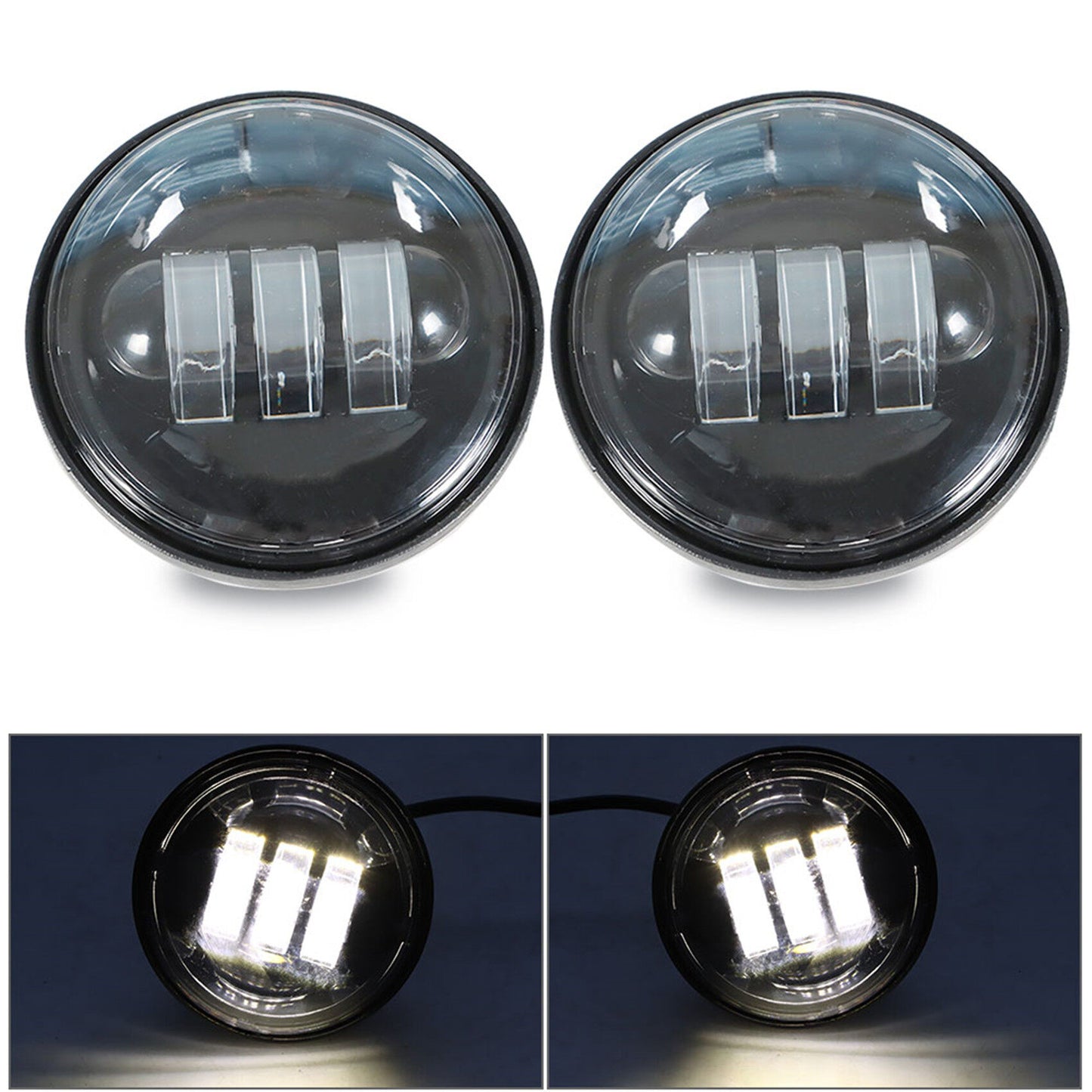 ALL-CARB 4.5 Black LED Spot Fog Passing Light Replacement for Motorcycle 1 Pair