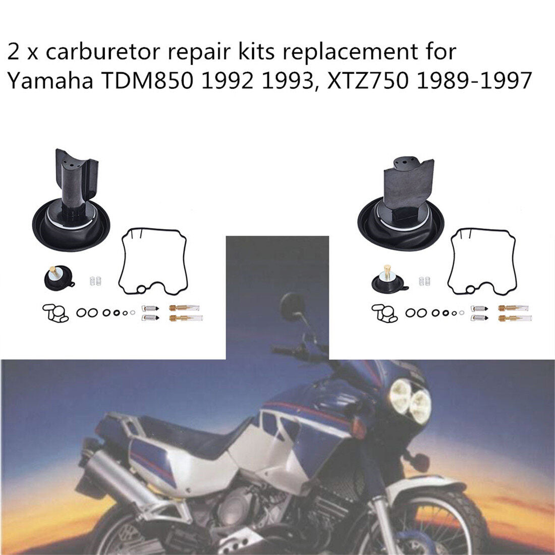 ALL-CARB 2-Pack Carburetor Membrane Diaphragm Vacuum Repair Kit Replacement for Yamaha TDM850 1992-1993 / XTZ750 1989-1997