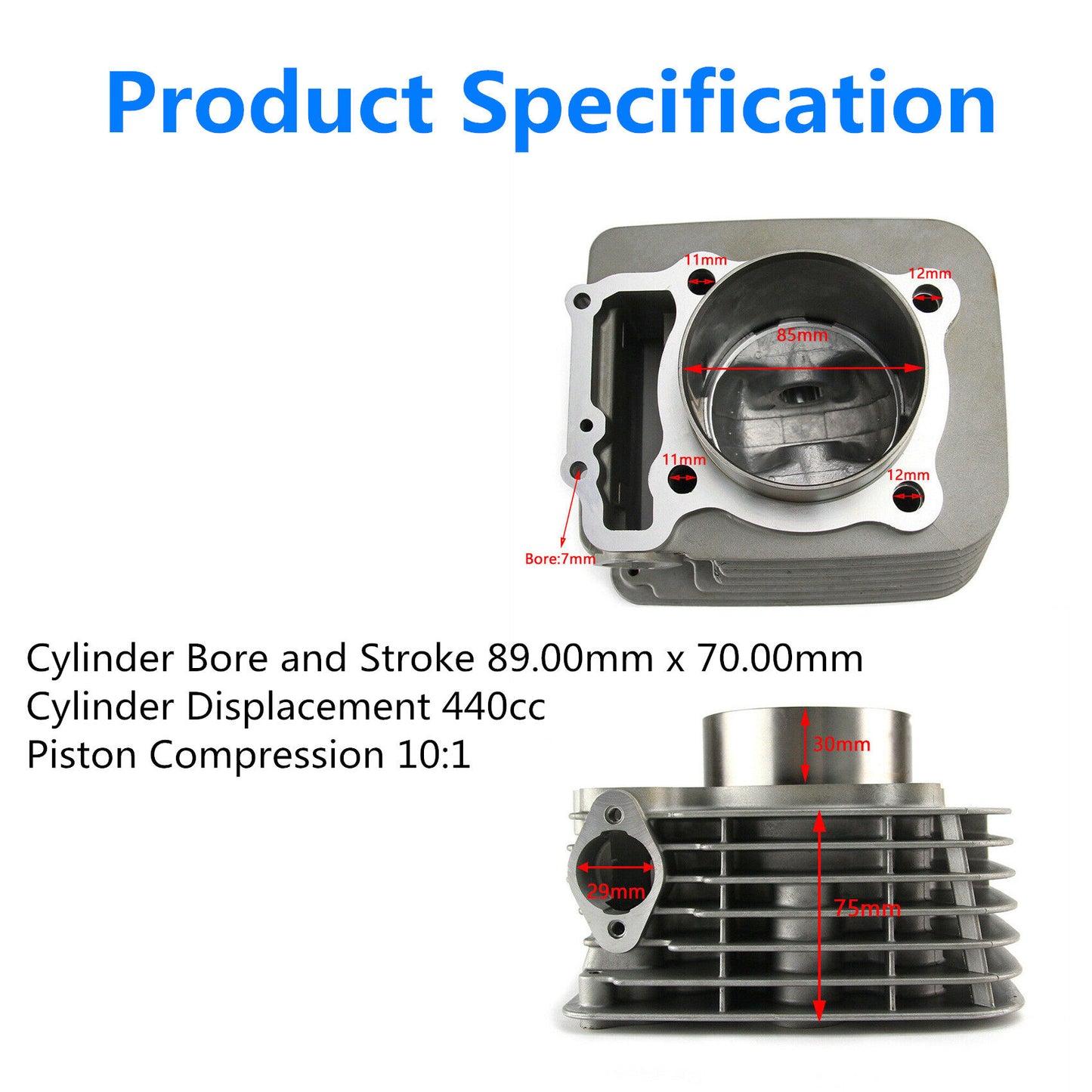 ALL-CARB Cylinder Piston Gasket Rebuild Kit Replacement for Honda Sportrax 400 12100-HN1-A70 12191-KCY-672 1999-2008