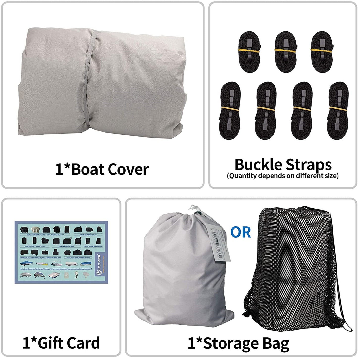 ALL-CARB Waterproof Heavy Duty Trailerable Jon Boat Cover Replacement for Jon Boat 12ft-18ft Long and Beam Width up to 75inch