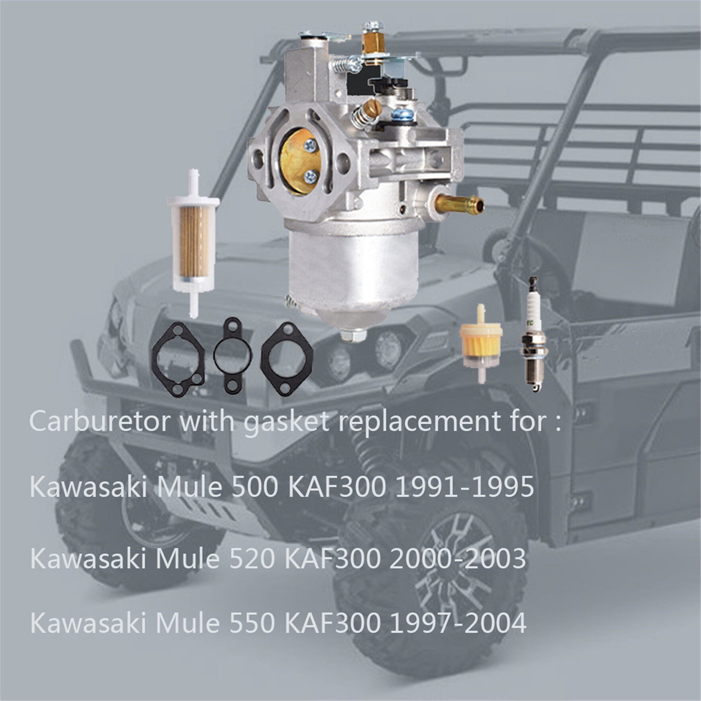 Carburetor Accessories Carb Replacement for Kawasaki Mule 500 520 550 KAF300A KAF300B KAF300C KAF300D KAF300 15003-2178, 15003-2589, 11009-2939, 11060-2334