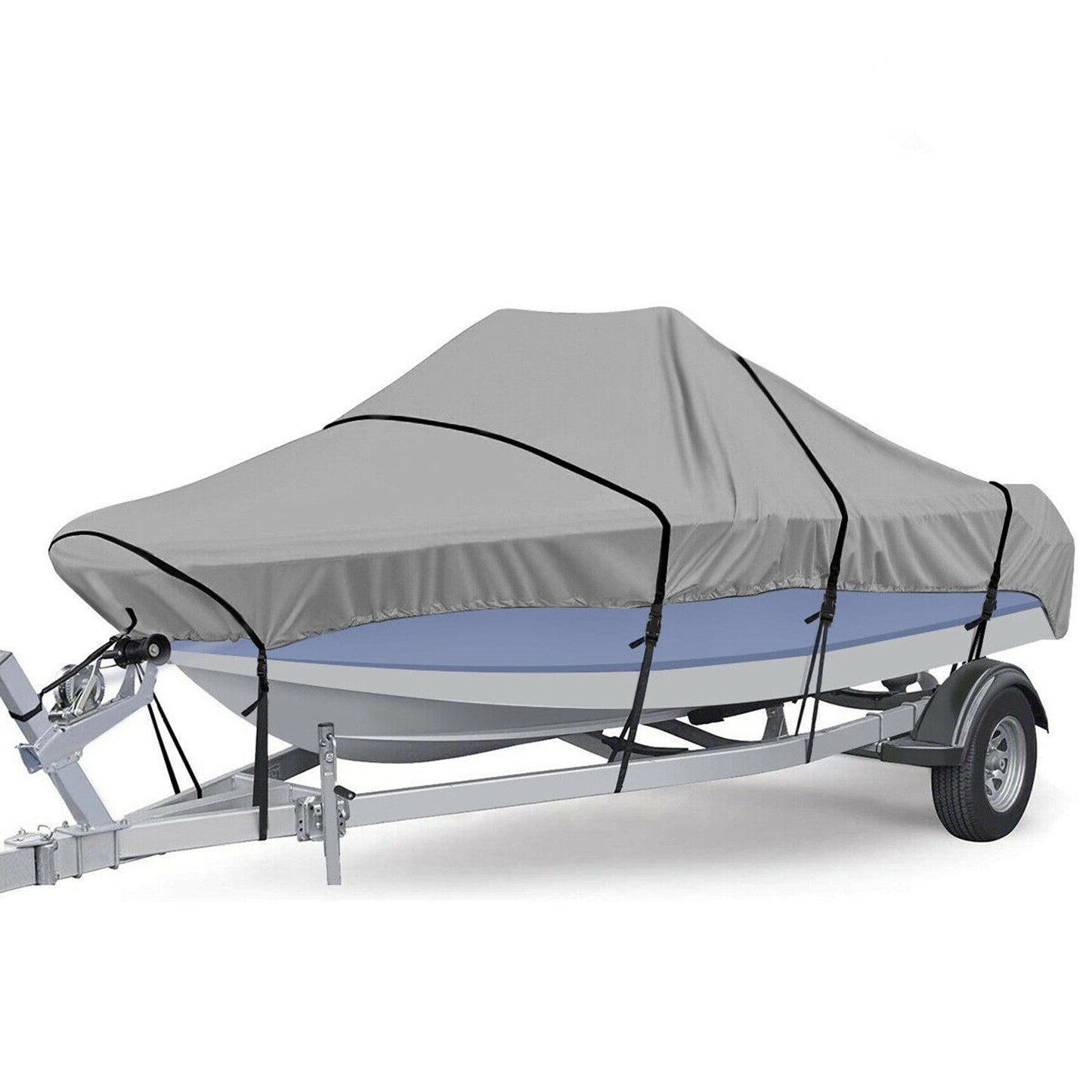 ALL-CARB Heavy Duty PEVA Waterproof Boat Cover 14-16ft long 90 Beam Width Replacement for V-Hull Fishing Boat V-Hull Tri-Hull Runabout Bass Boat Fish Ski Pro-Style Bass Boat Gray
