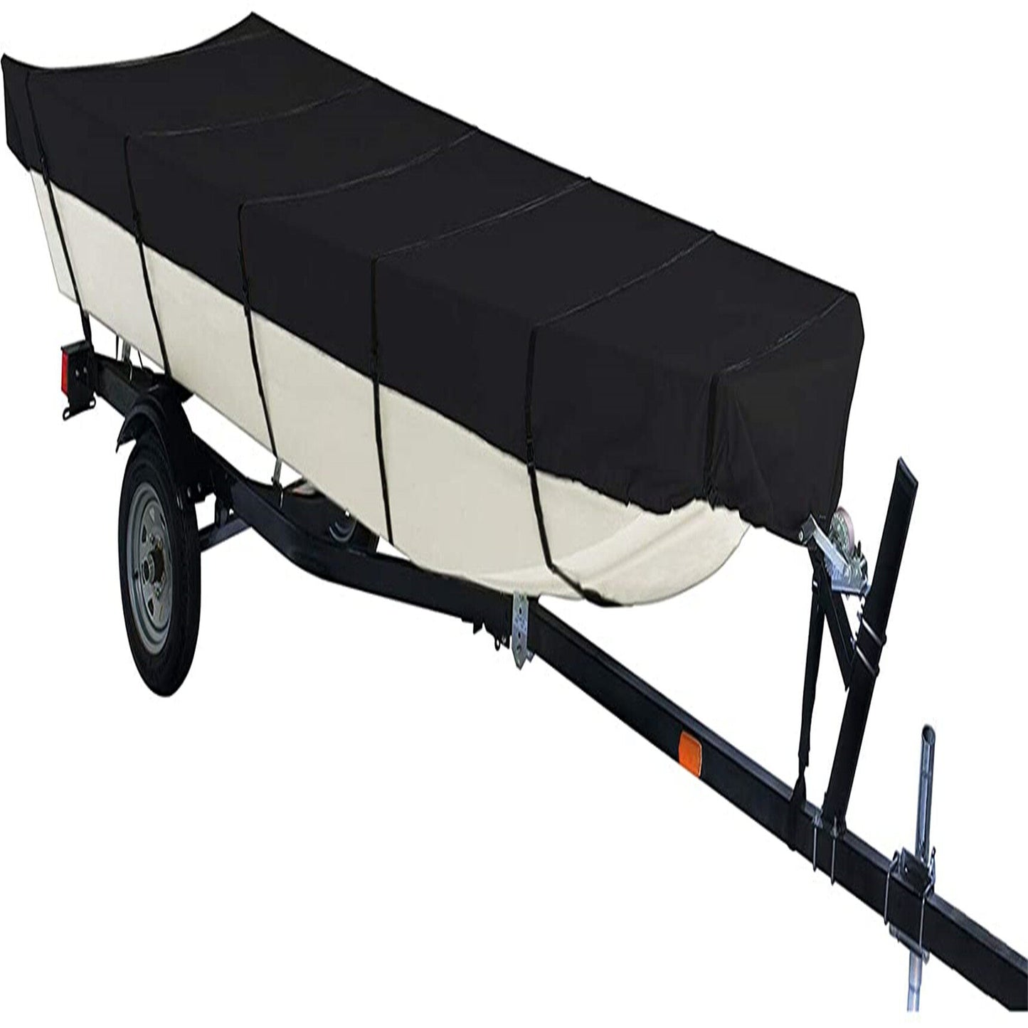 ALL-CARB Waterproof Heavy Duty Trailerable Jon Boat Cover Replacement for Jon Boat 12ft-18ft Long and Beam Width up to 75inch