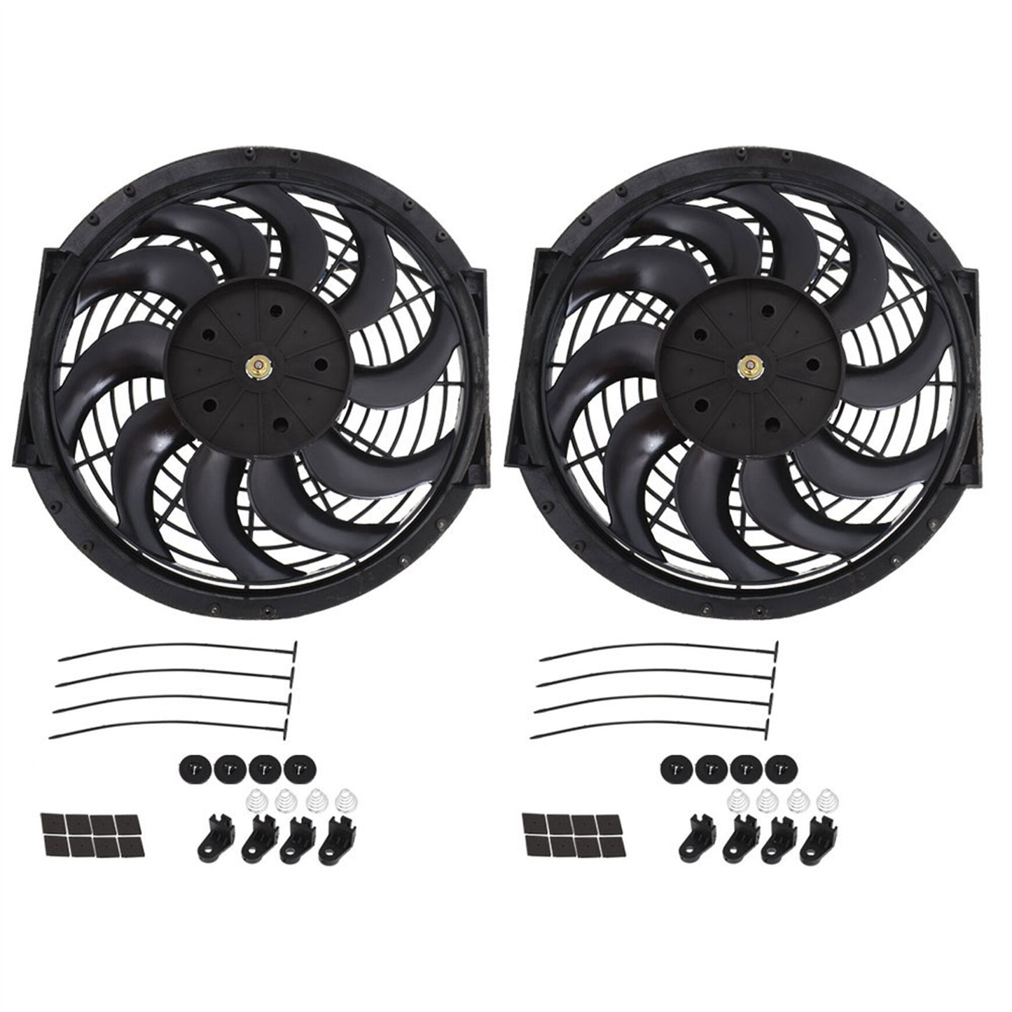 ALL-CARB 2x 12 Inch Universal Electric Condenser Radiator Cooling Fan