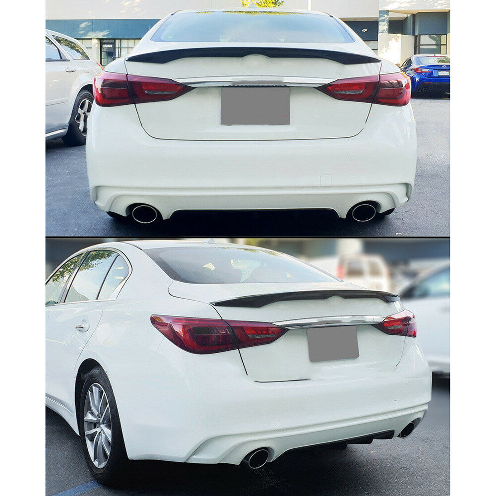 ALL-CARB Trunk Wing Spoiler Replacement for 2014-2022 Infiniti Q50 Painted Glossy Black VIP Style Sport