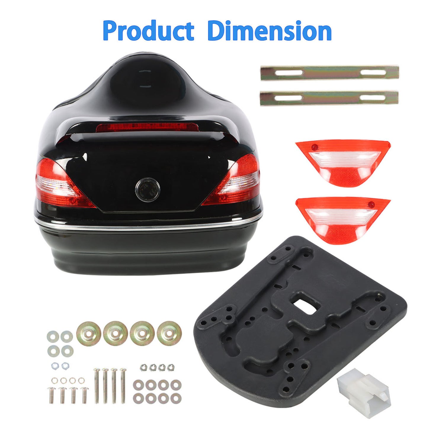 ALL-CARB 28L Motorcycle Trunk Luggage Tour Pack Box with Tail Light Black