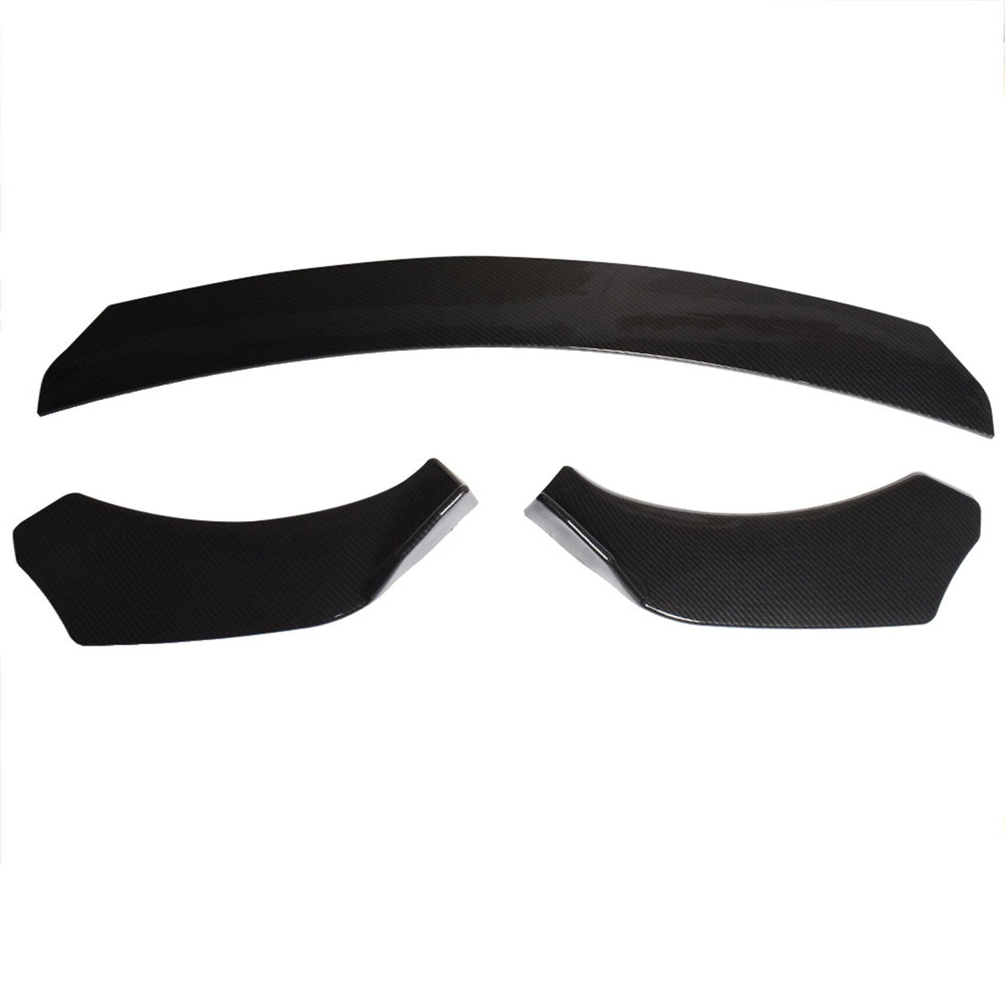 ALL-CARB Universal Black Carbon Fiber Look Front Bumper Lip Splitter Spoiler 3 Pieces Body Kit