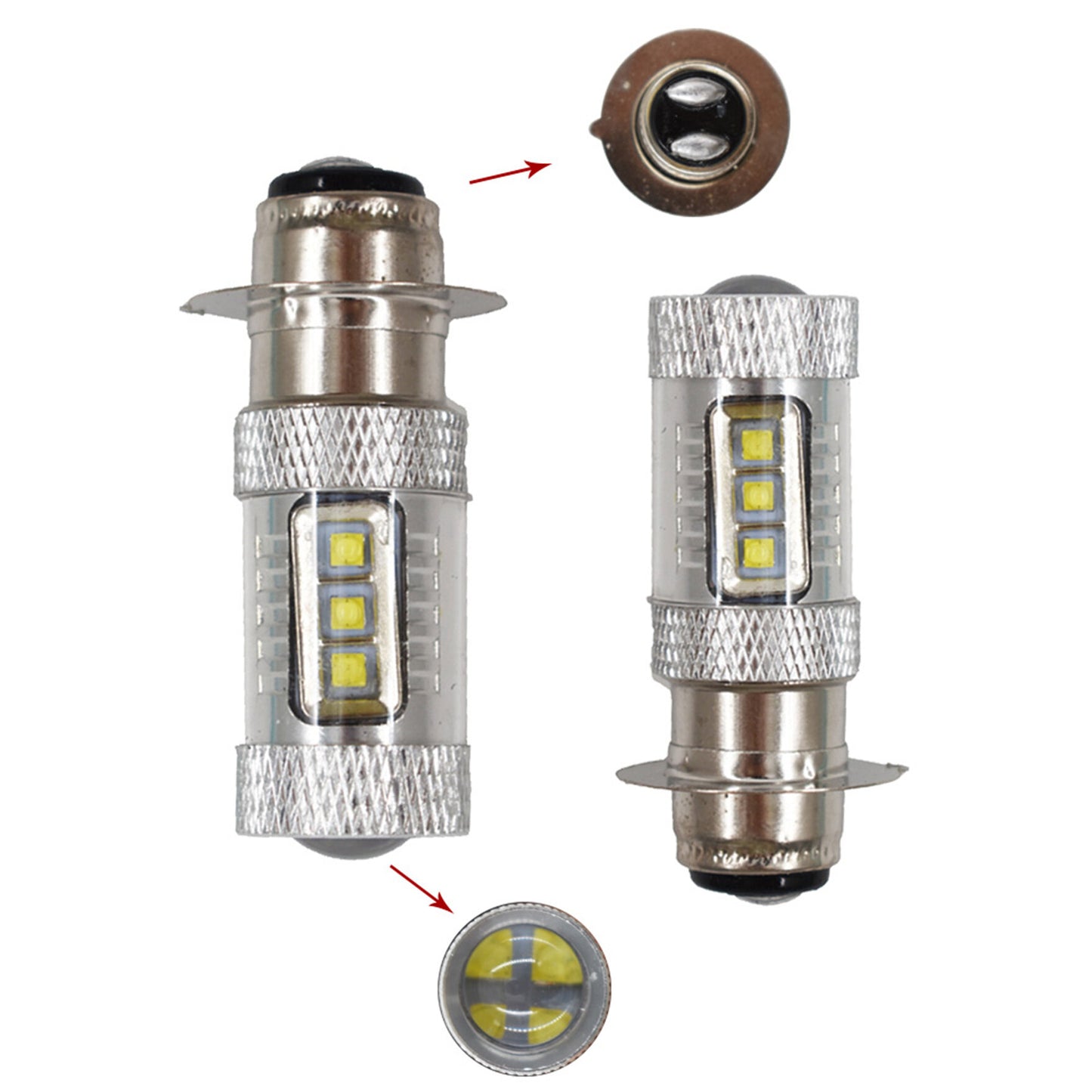ALL-CARB 2 Pcs Super White 8500K LED 100w Headlights Bulbs Replaement for Honda 125 200 250 450 1985-2004