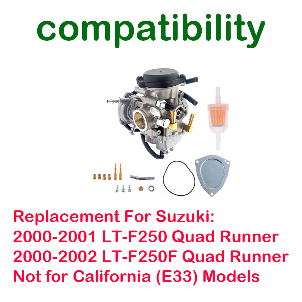 ALL-CARB Carburetor with Fuel Filter Replacement for 2000 Suzuki LT-F250 LTF250 Quadrunner 250 2x4 4x4 2001 2002 Carb