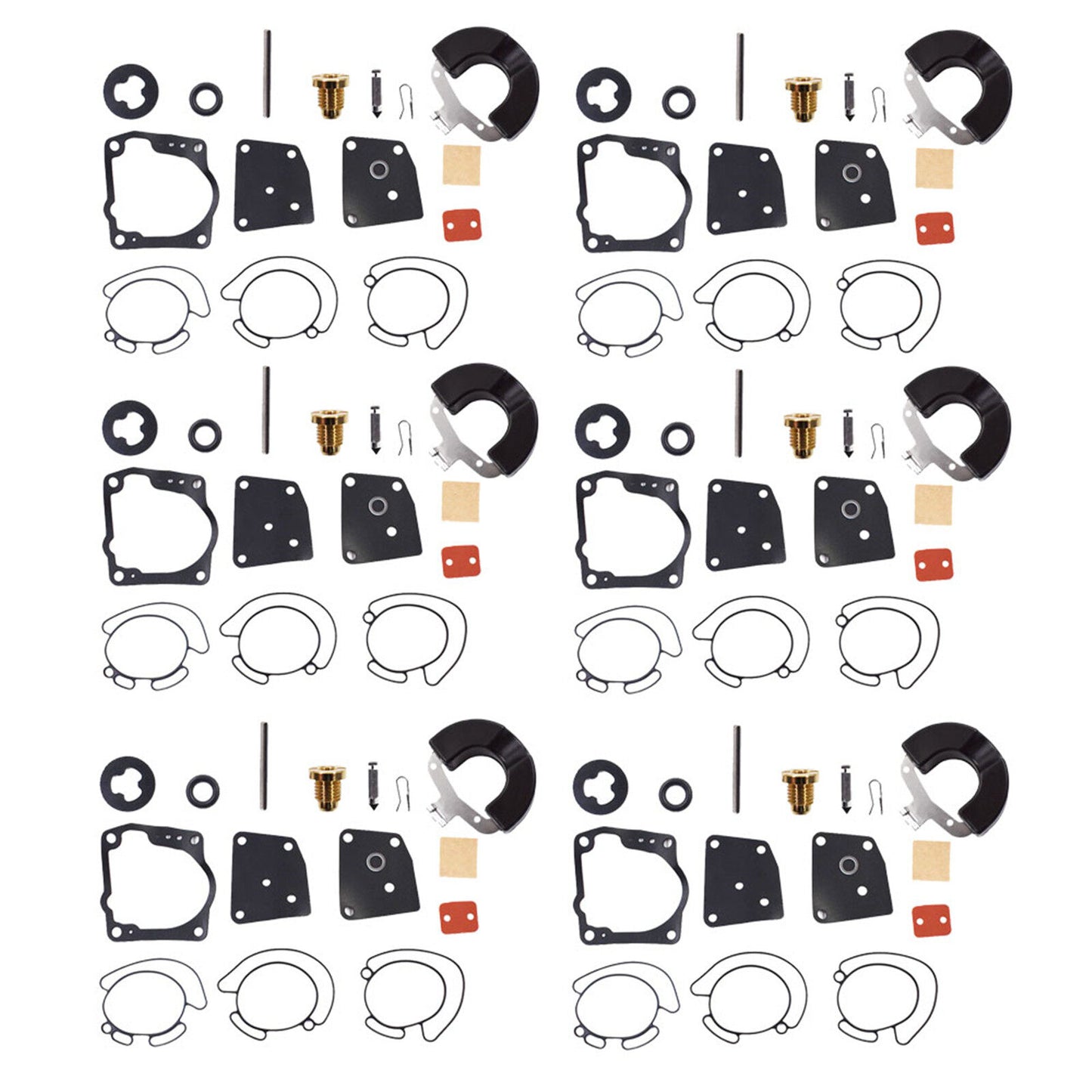 ALL-CARB 6 Pack New Carb Repair Kit Replacement for Johnson Evinrude V4 V6 (90-175 HP) 18-7247 436852 438996