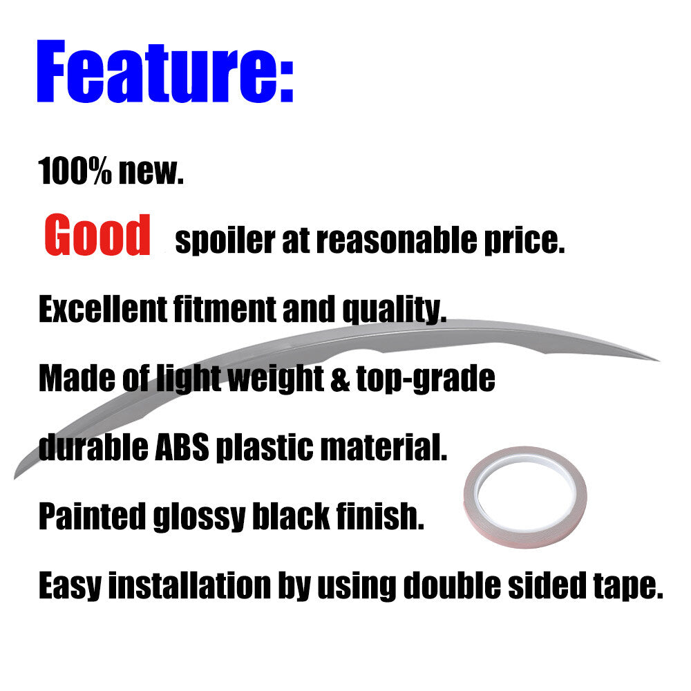 ALL-CARB Trunk Wing Spoiler Replacement for 2014-2022 Infiniti Q50 Painted Glossy Black VIP Style Sport