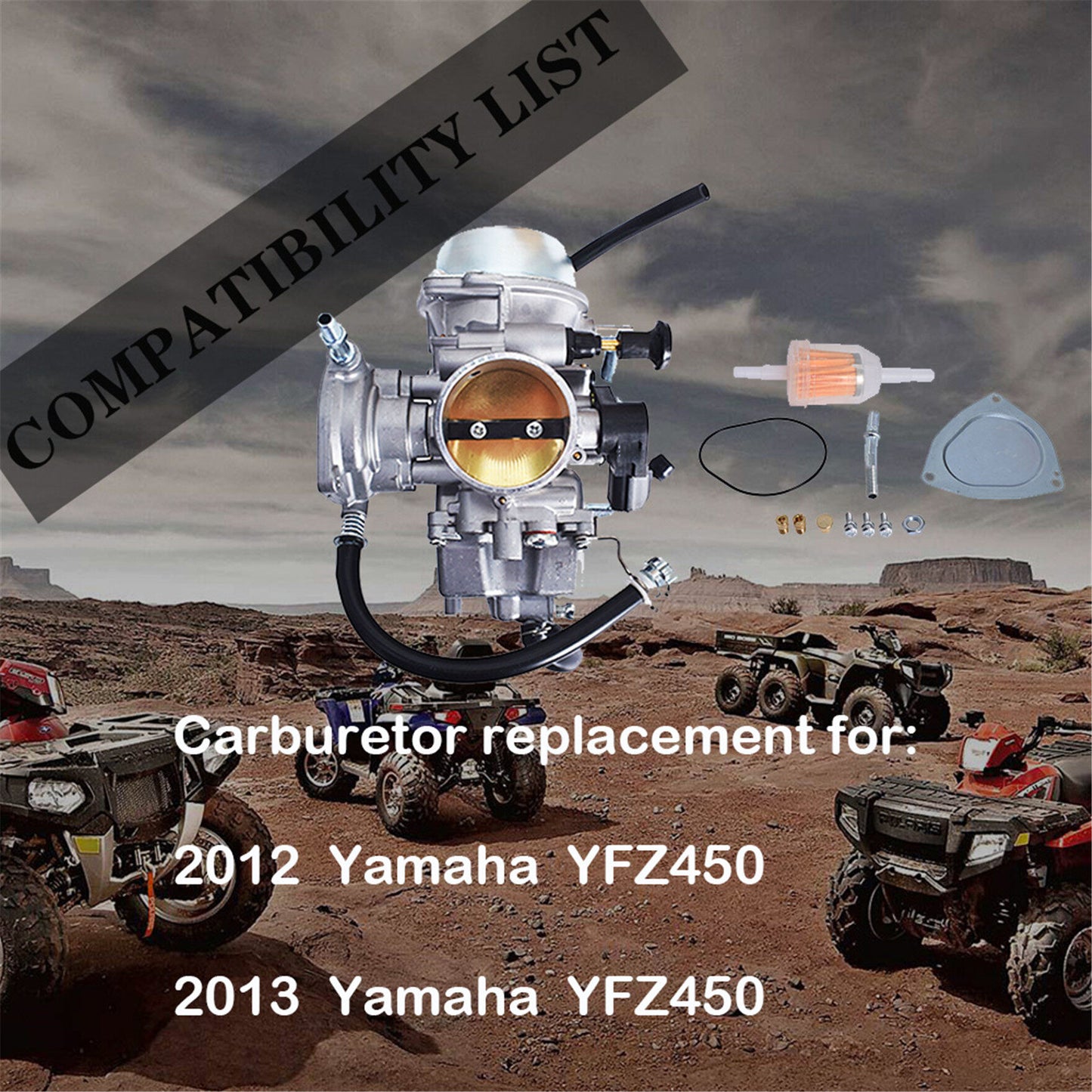 Carburetor Carb with Kits Replacement for YFZ450 2012-2013 Yamaha YFZ450