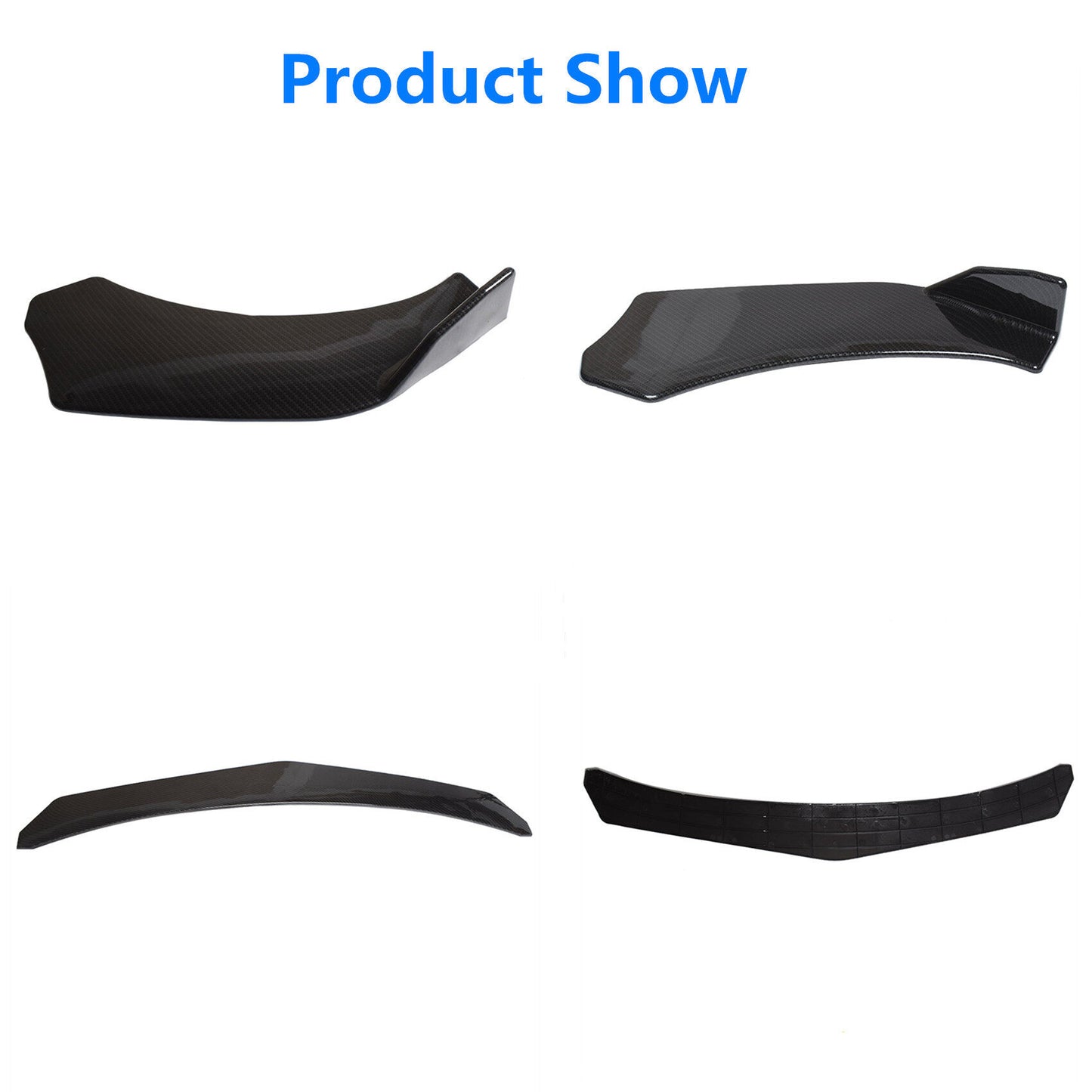 ALL-CARB Universal Black Carbon Fiber Look Front Bumper Lip Diffuser Splitter Spoiler 3 Pieces Body Kit