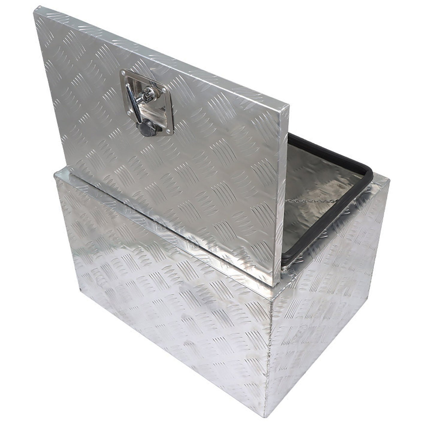 ALL-CARB 24 Inch Trailer Tongue Tool Box Aluminum Heavy Duty Truck Pickup Underbody Underbed Storage Organizer 5 Bar Tread Tool Box Weather Resistant Seal w/Lock & Keys Siver